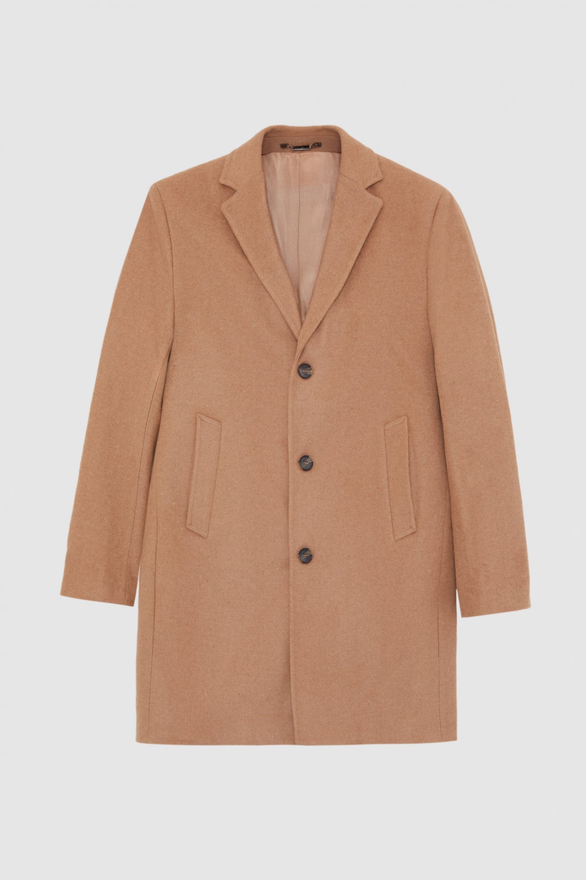 Ds Damat Regular Fit Mono Collar Wool Coat  - Beige