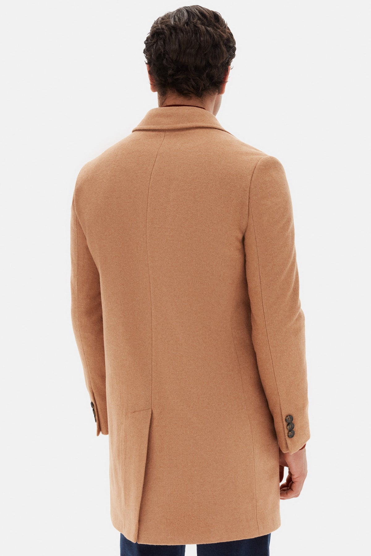 Ds Damat Regular Fit Mono Collar Wool Coat  - Beige