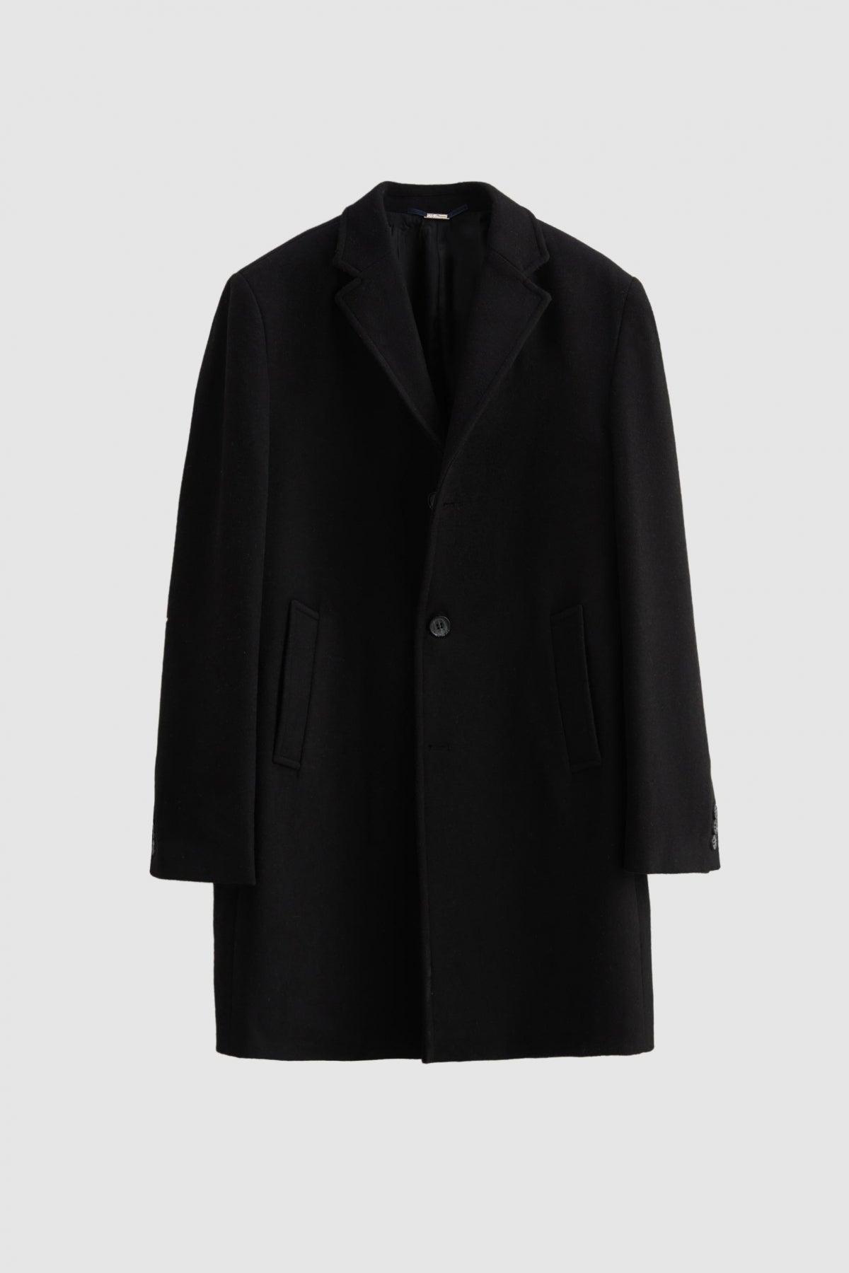 Ds Damat Regular Fit Mono Collar Wool Coat  - Black