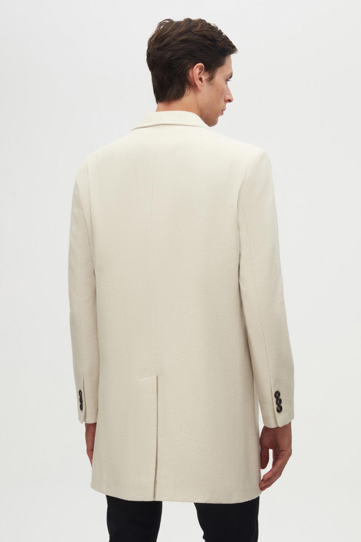 Ds Damat Regular Fit Mono Collar Wool Coat  - Ecru