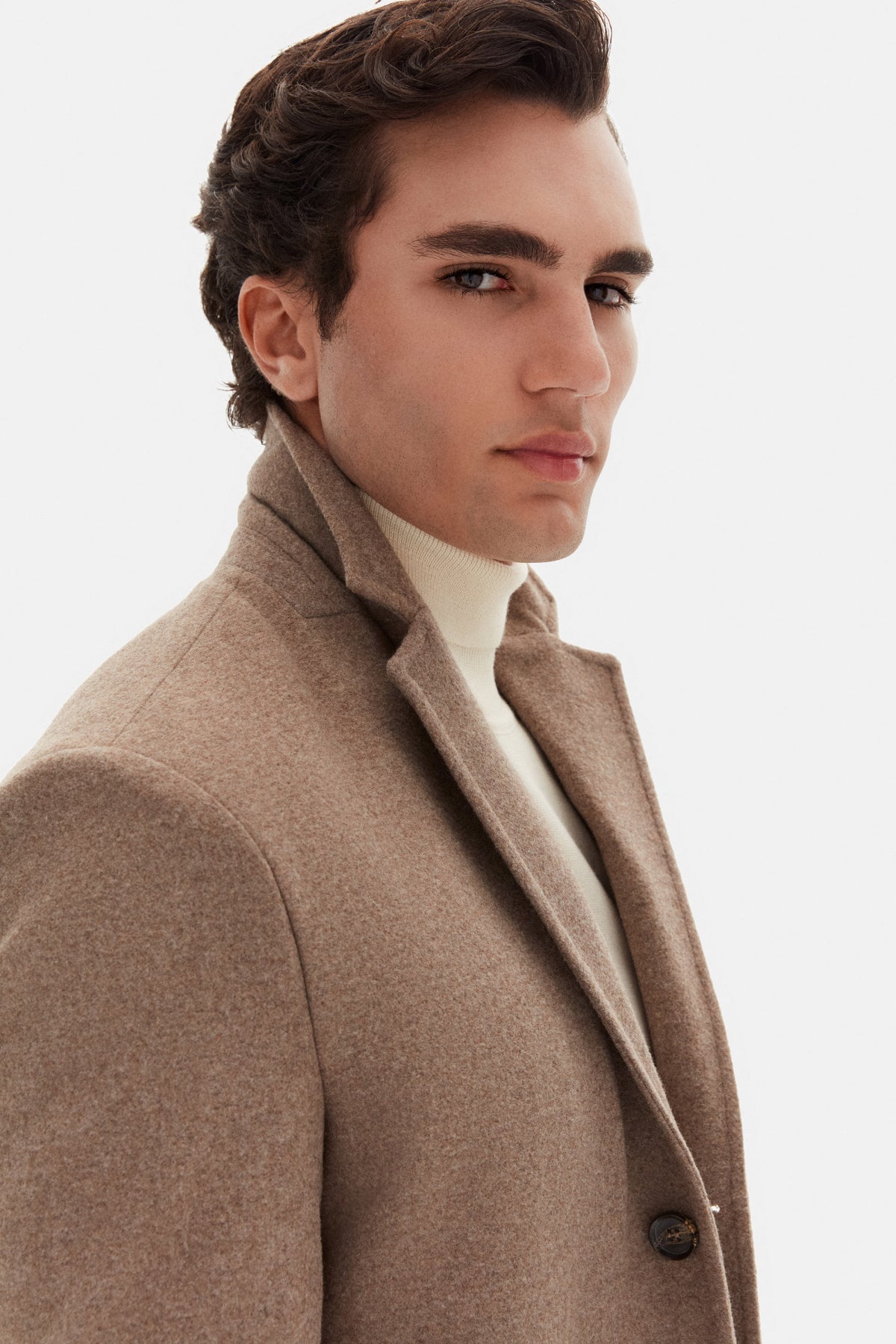 Ds Damat Regular Fit Mono Collar Wool Coat  - Taupe