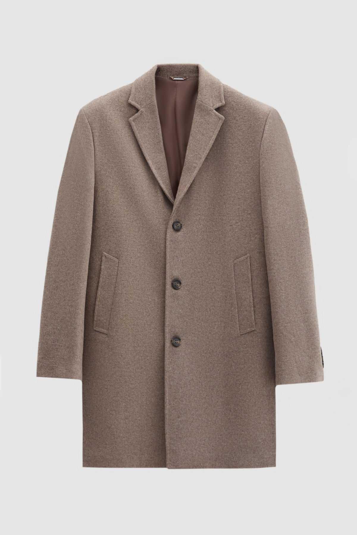 Ds Damat Regular Fit Mono Collar Wool Coat  - Taupe