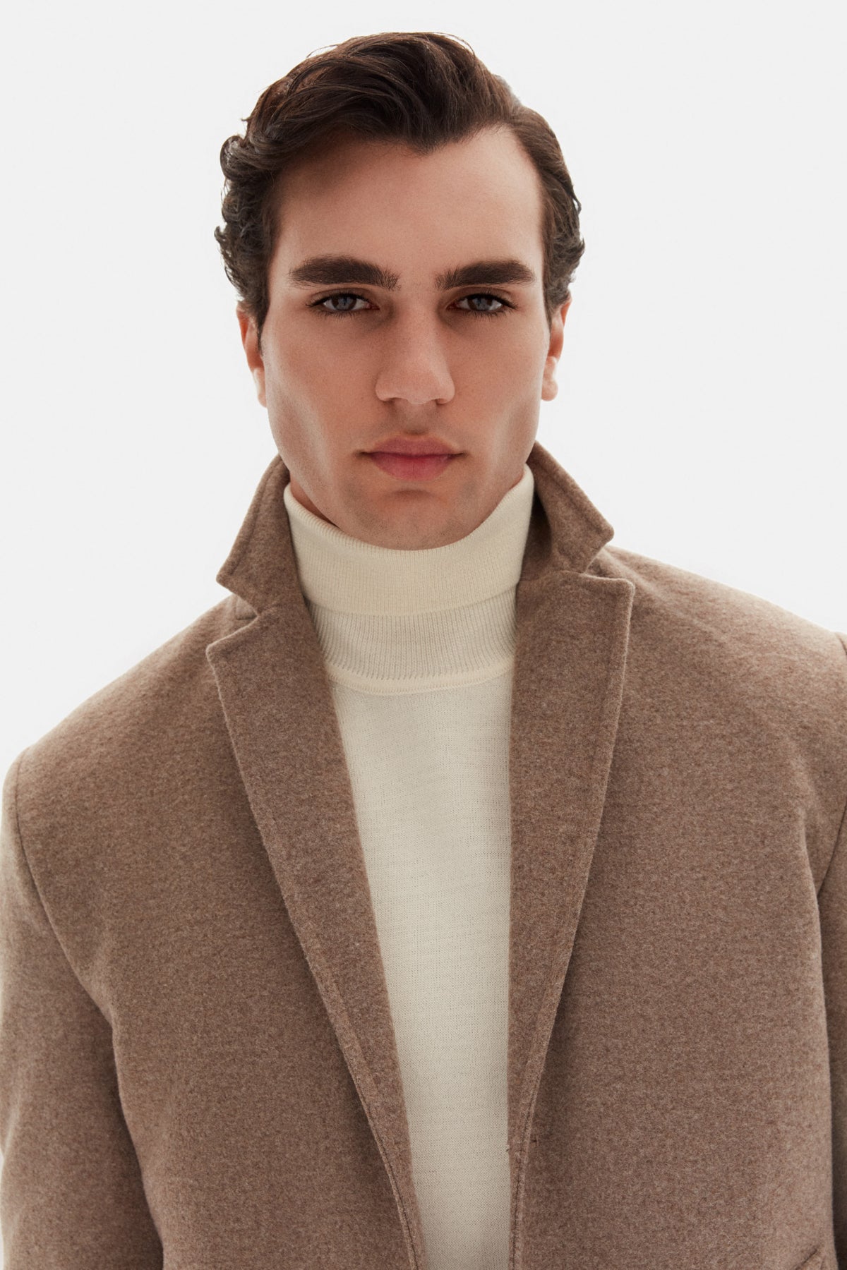 Ds Damat Regular Fit Mono Collar Wool Coat  - Taupe