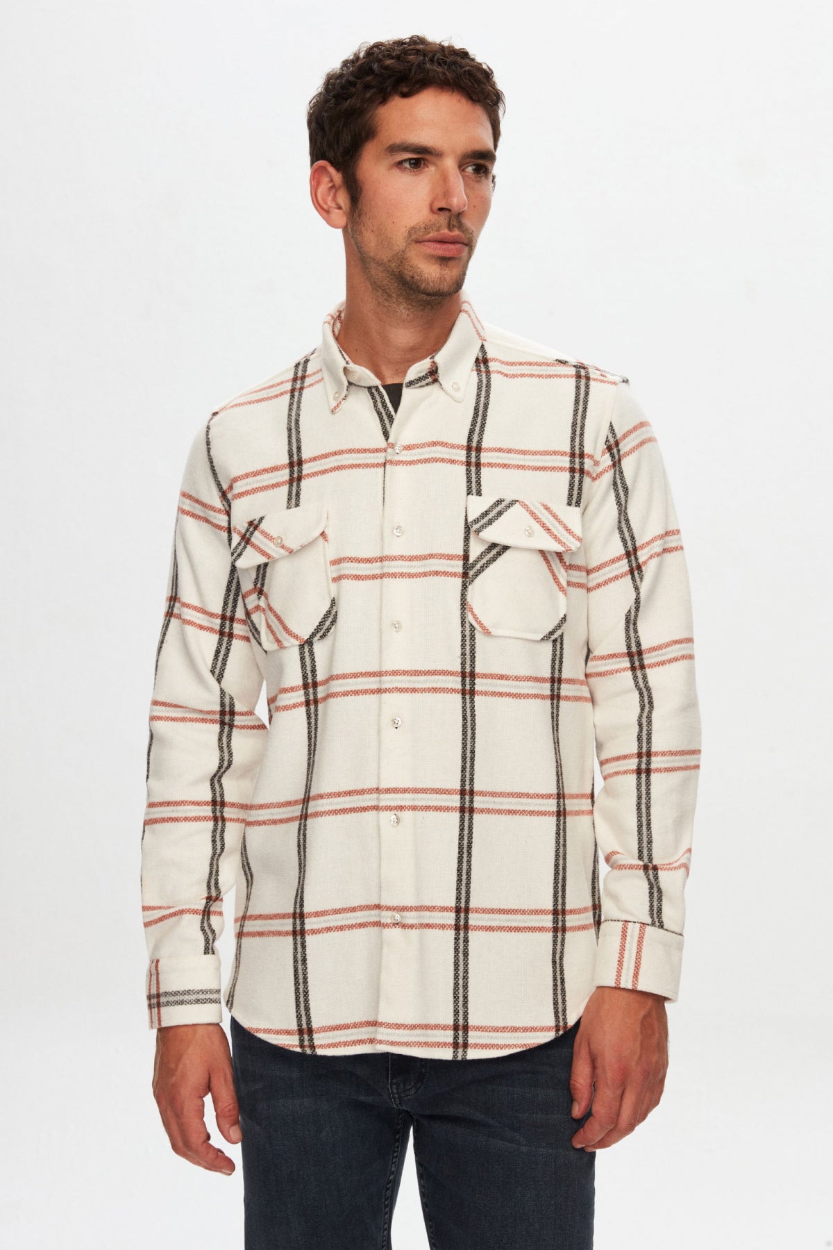 Ds Damat Regular Fit Plaid Lumberjack Shirt  - Ecru