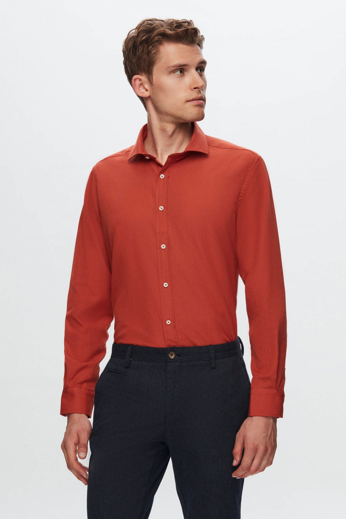 Ds Damat Regular Fit Plain Shirt  - Orange