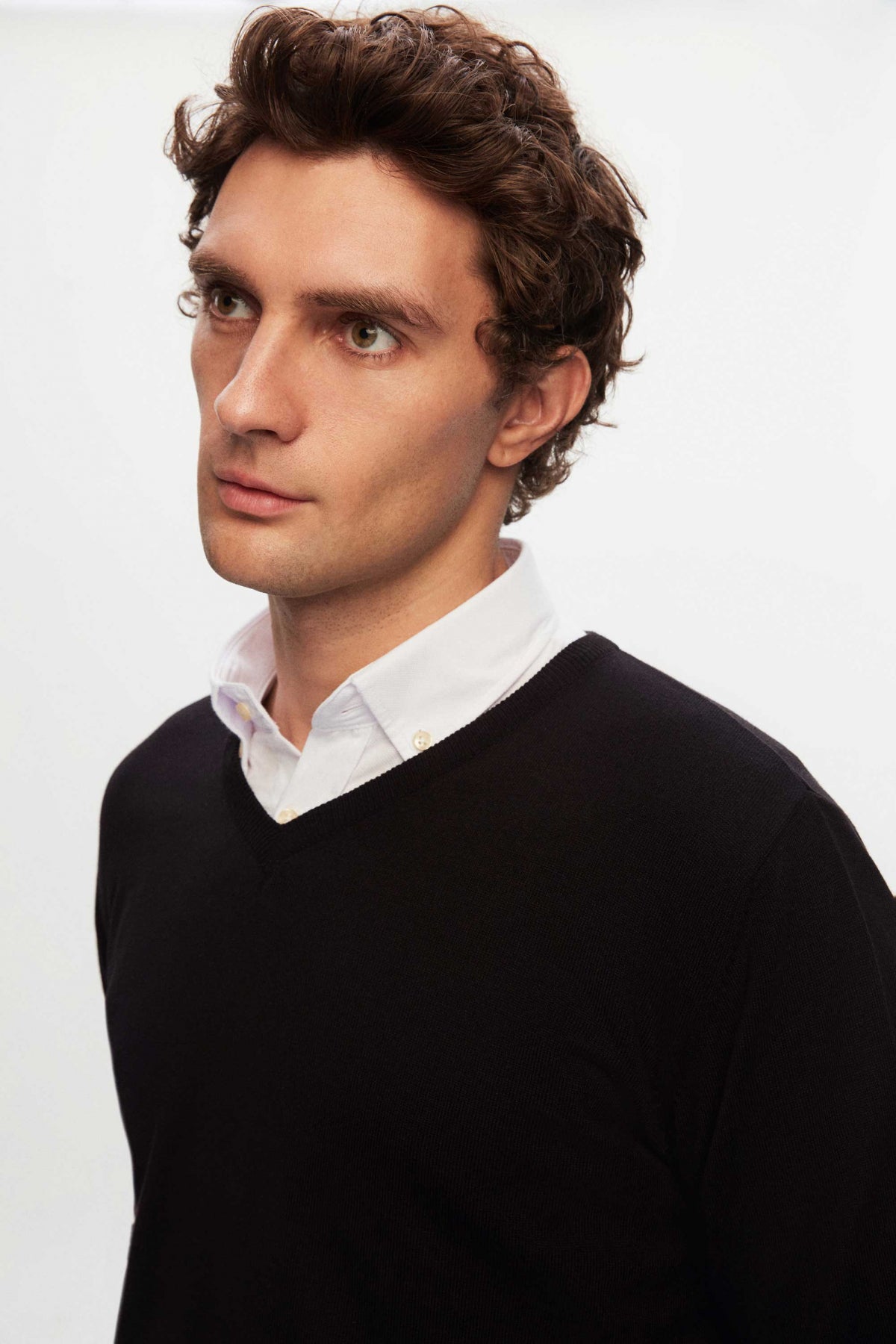 Ds Damat Regular Fit Plain V-Neck Knit Sweater  - Black