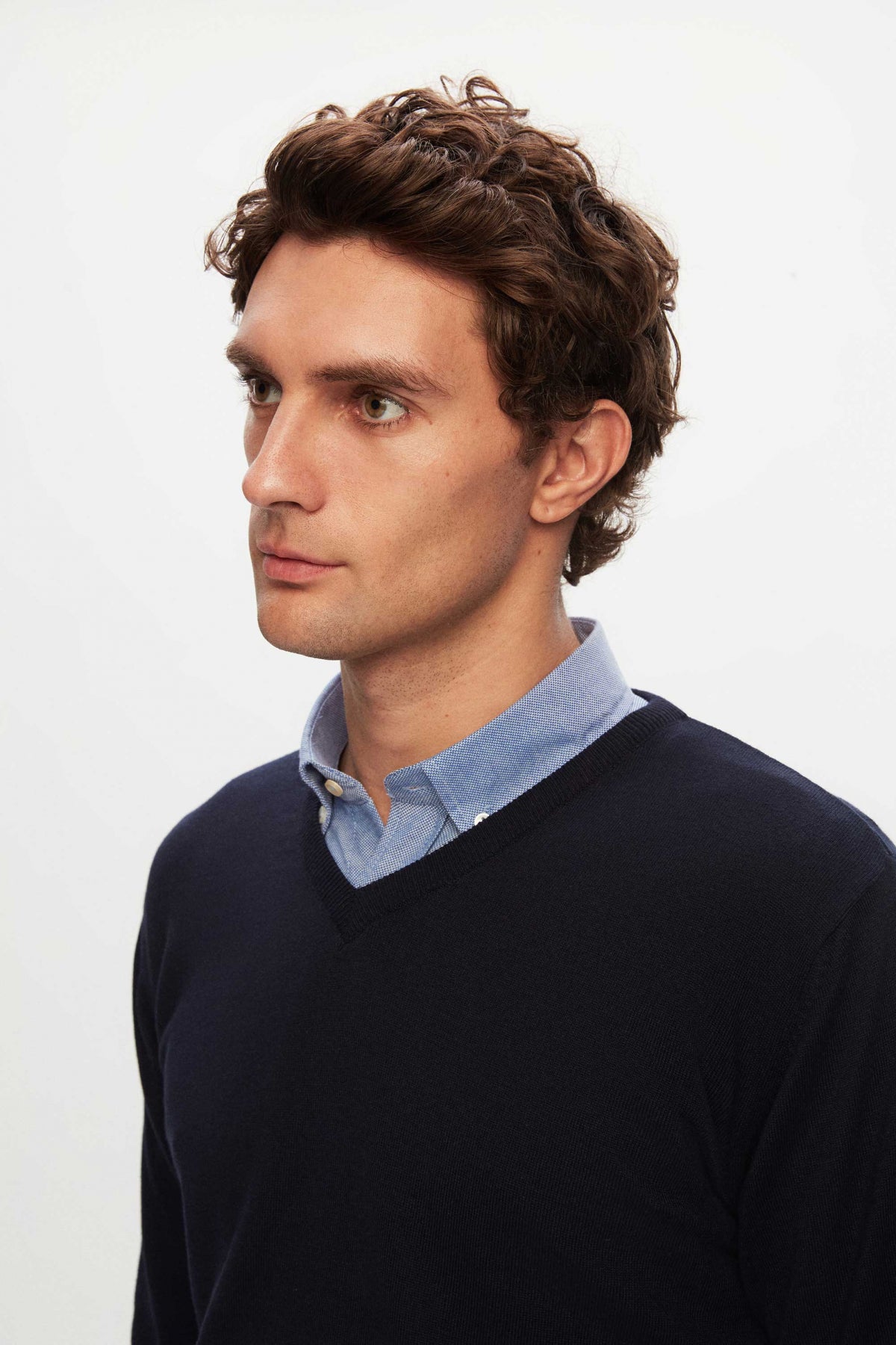 Ds Damat Regular Fit Plain V-Neck Knit Sweater  - Navy Blue