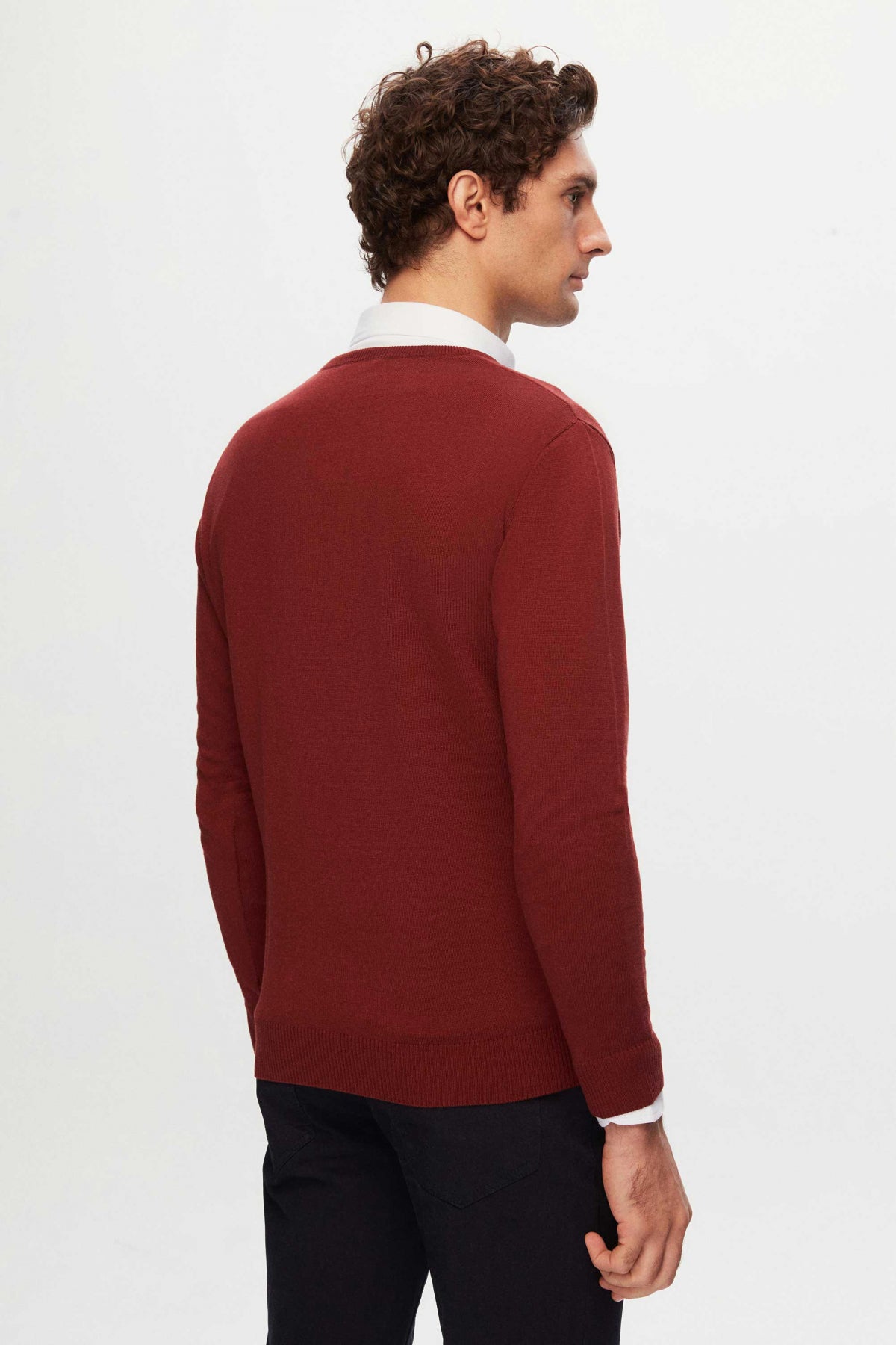 Ds Damat Regular Fit Plain V-Neck Knit Sweater  - Off White
