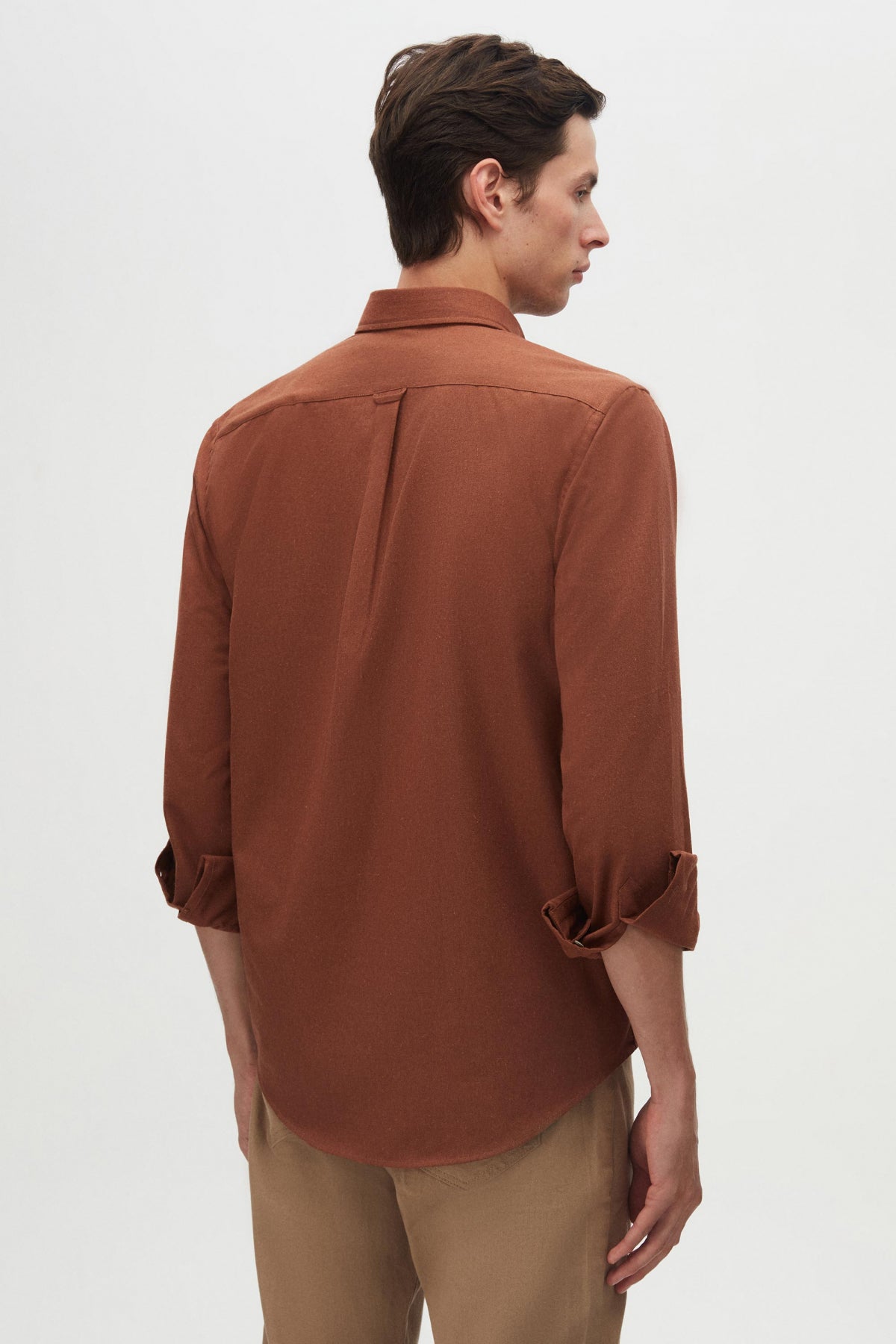 Ds Damat Regular Fit Plain Winter Flannel Shirt  - Brown