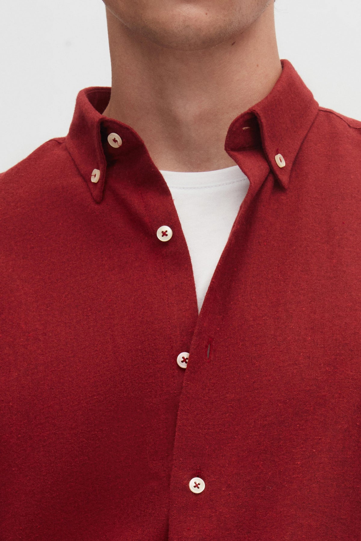 Ds Damat Regular Fit Plain Winter Flannel Shirt  - Burgundy