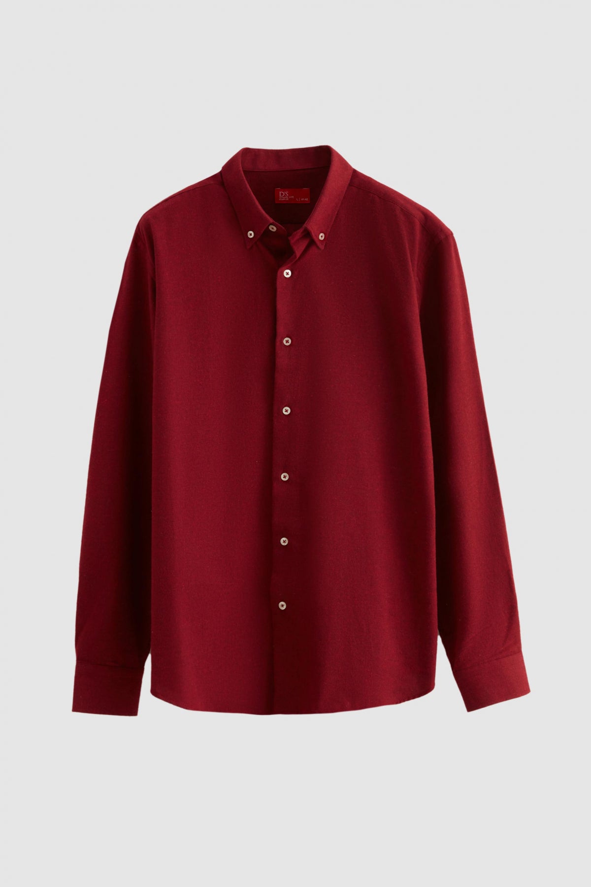 Ds Damat Regular Fit Plain Winter Flannel Shirt  - Burgundy