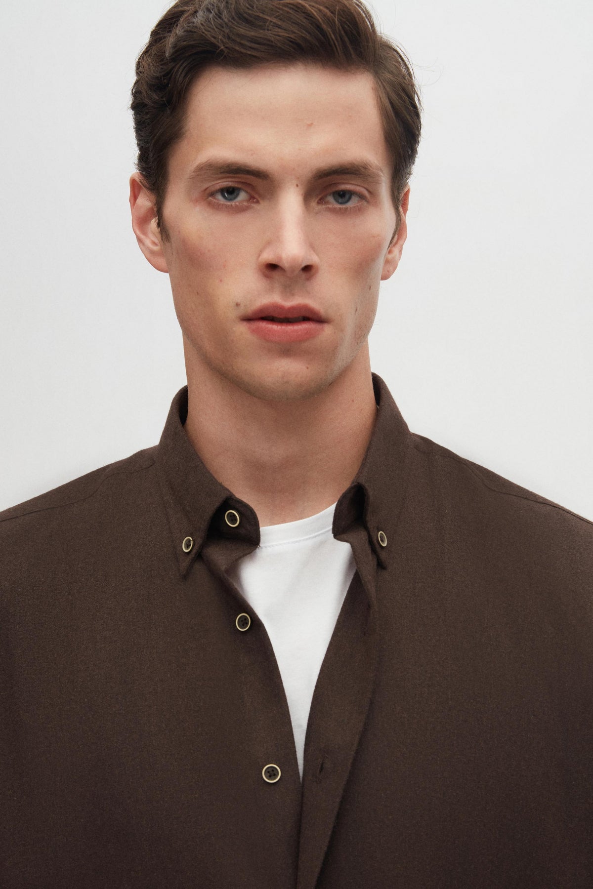 Ds Damat Regular Fit Plain Winter Flannel Shirt  - Dark Coffee
