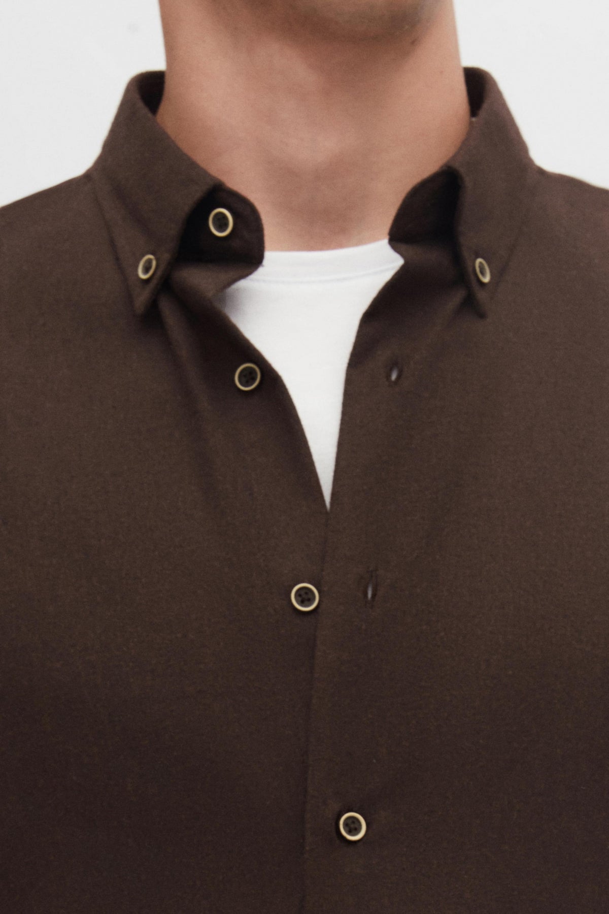 Ds Damat Regular Fit Plain Winter Flannel Shirt  - Dark Coffee