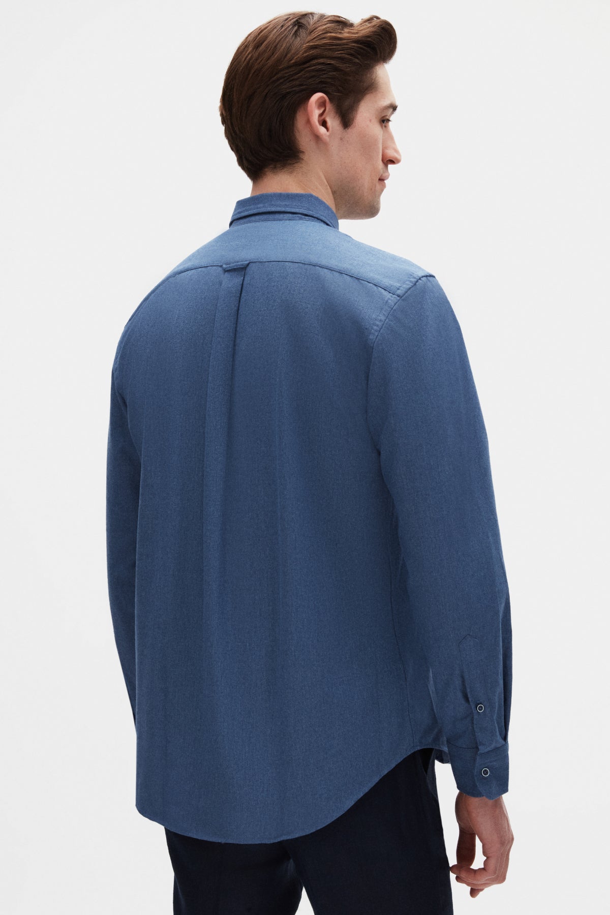 Ds Damat Regular Fit Plain Winter Flannel Shirt  - Indigo