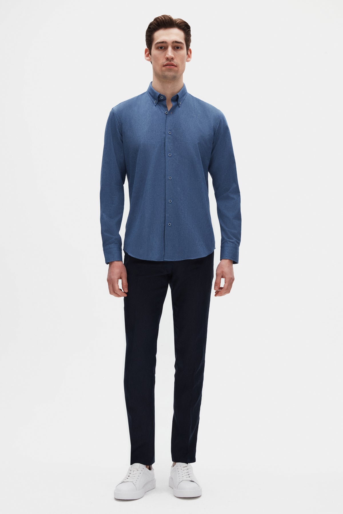 Ds Damat Regular Fit Plain Winter Flannel Shirt  - Indigo