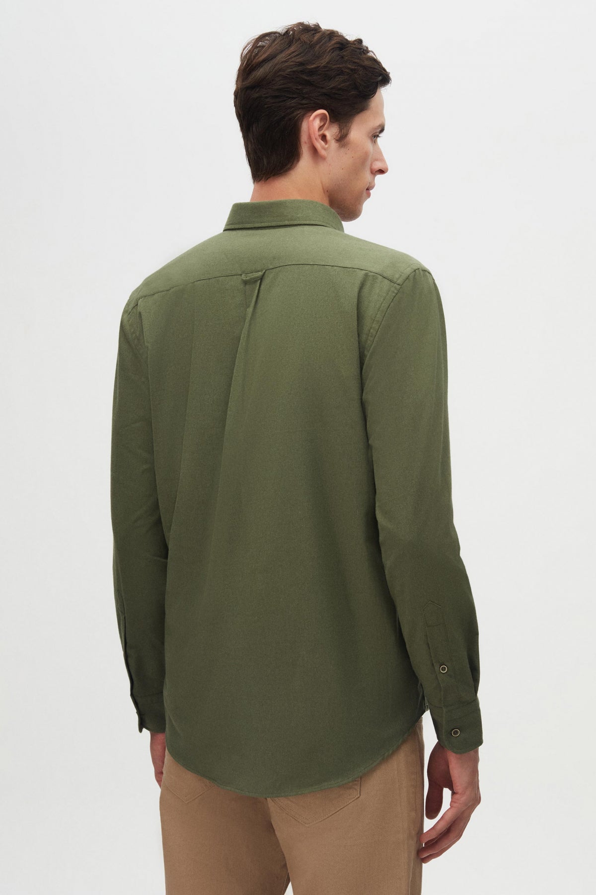 Ds Damat Regular Fit Plain Winter Flannel Shirt  - Khaki