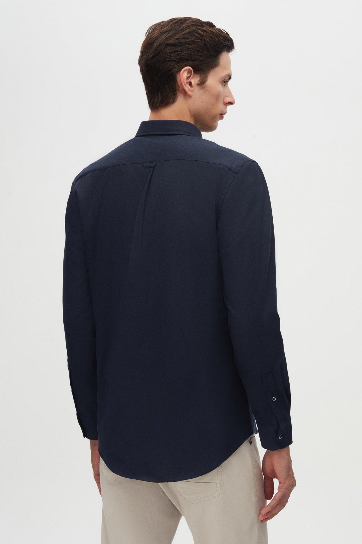 Ds Damat Regular Fit Plain Winter Flannel Shirt  - Navy Blue