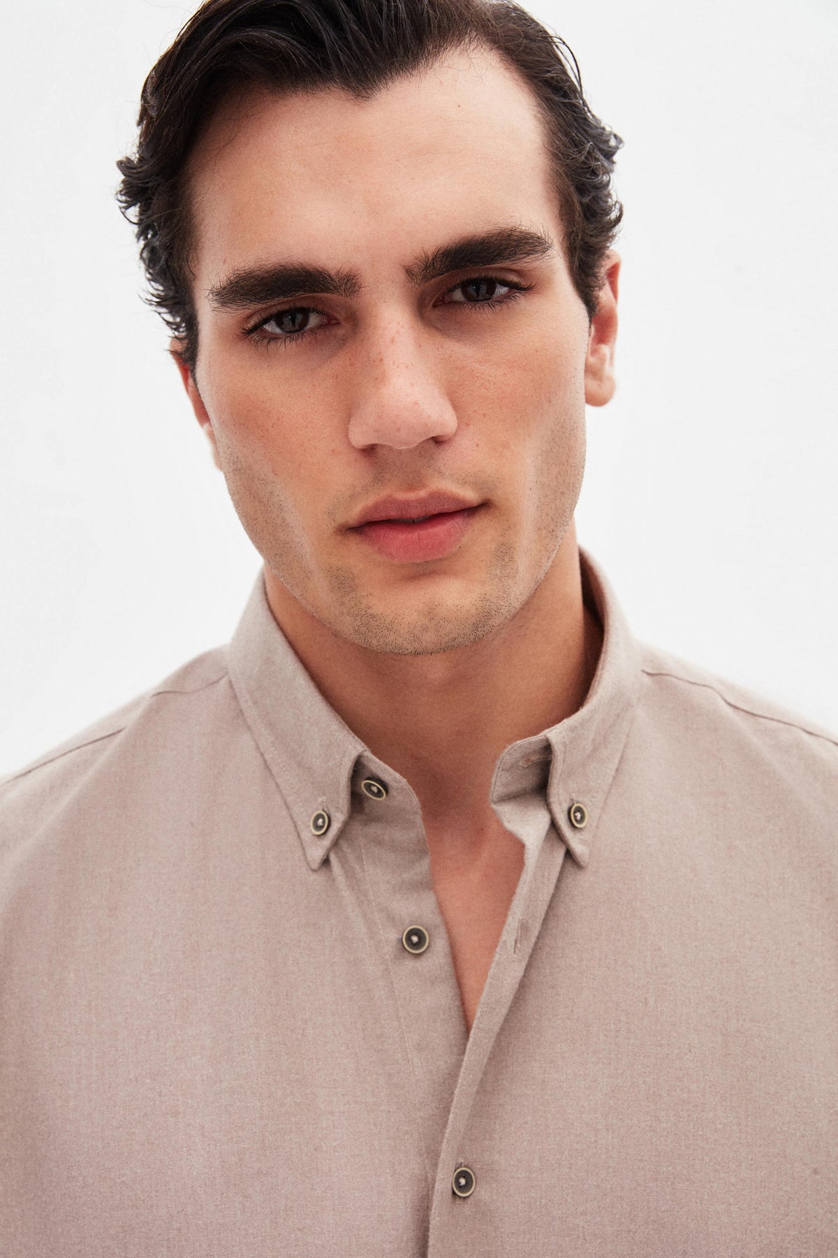 Ds Damat Regular Fit Plain Winter Flannel Shirt  - Taupe