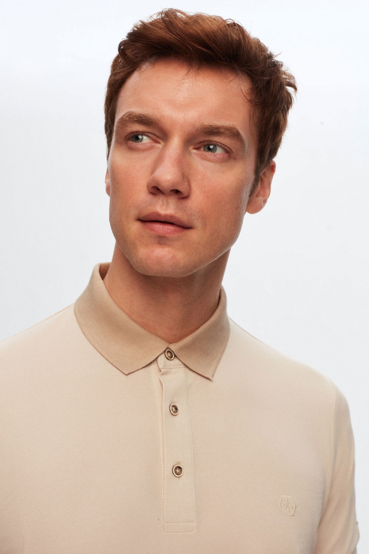 Ds Damat Regular Fit Polo Collar Embroidered Cotton Blend T-Shirt  - Beige