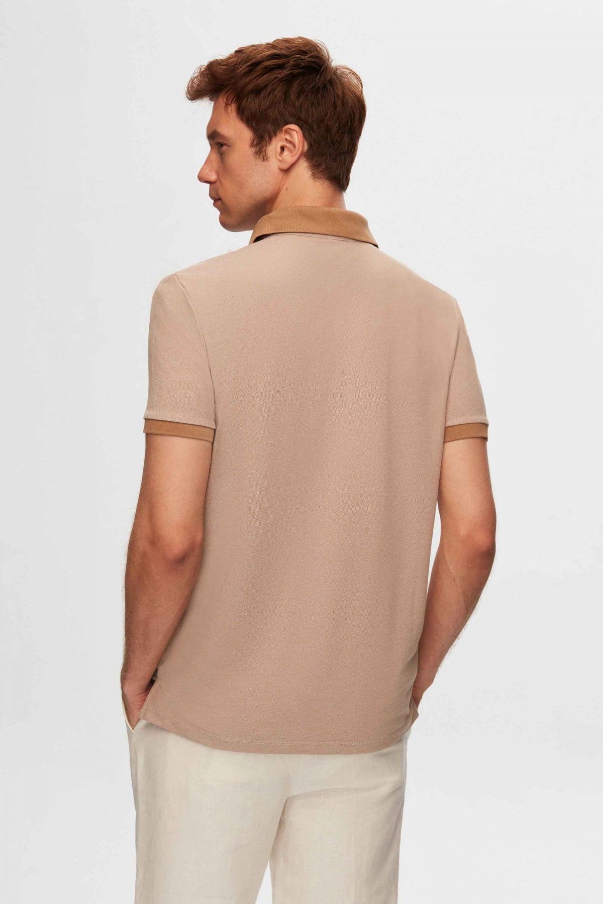 Ds Damat Regular Fit Polo Collar Embroidered Cotton Blend T-Shirt  - Beige