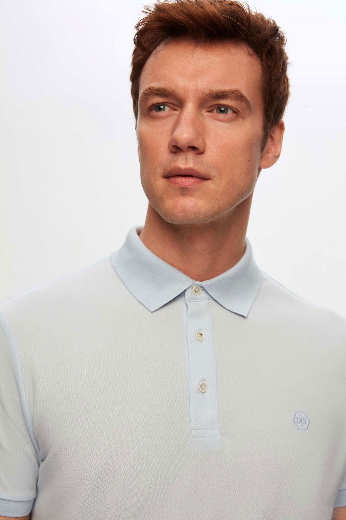 Ds Damat Regular Fit Polo Collar Embroidered Cotton Blend T-Shirt  - Blue