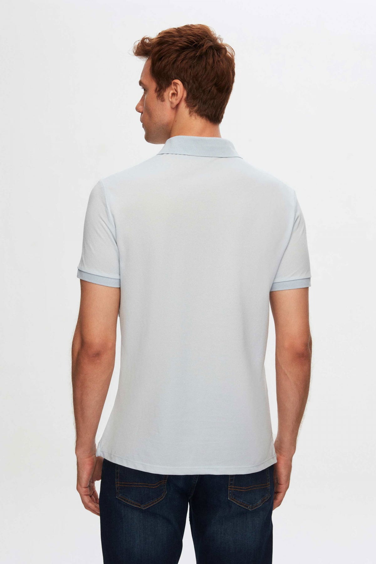 Ds Damat Regular Fit Polo Collar Embroidered Cotton Blend T-Shirt  - Blue