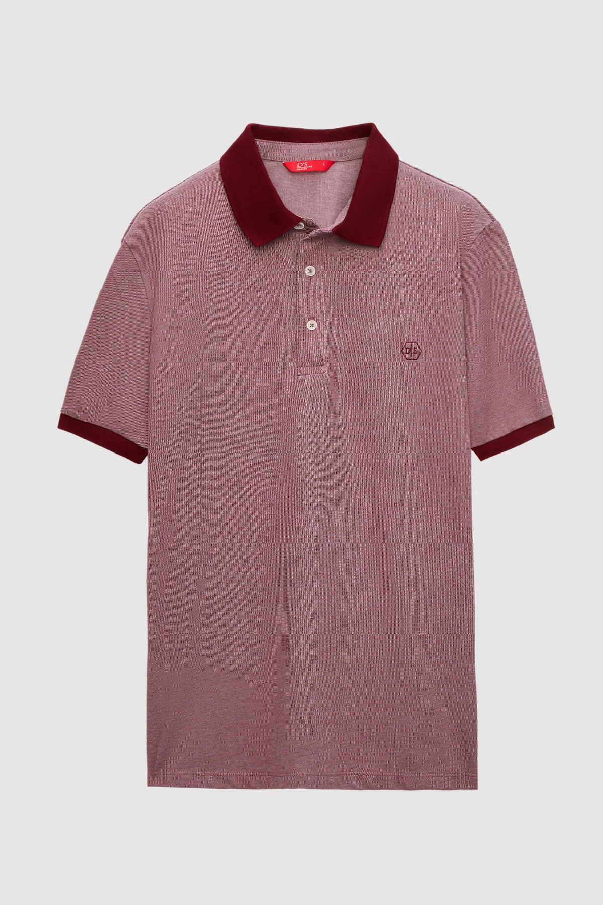 Ds Damat Regular Fit Polo Collar Embroidered Cotton Blend T-Shirt  - Burgundy