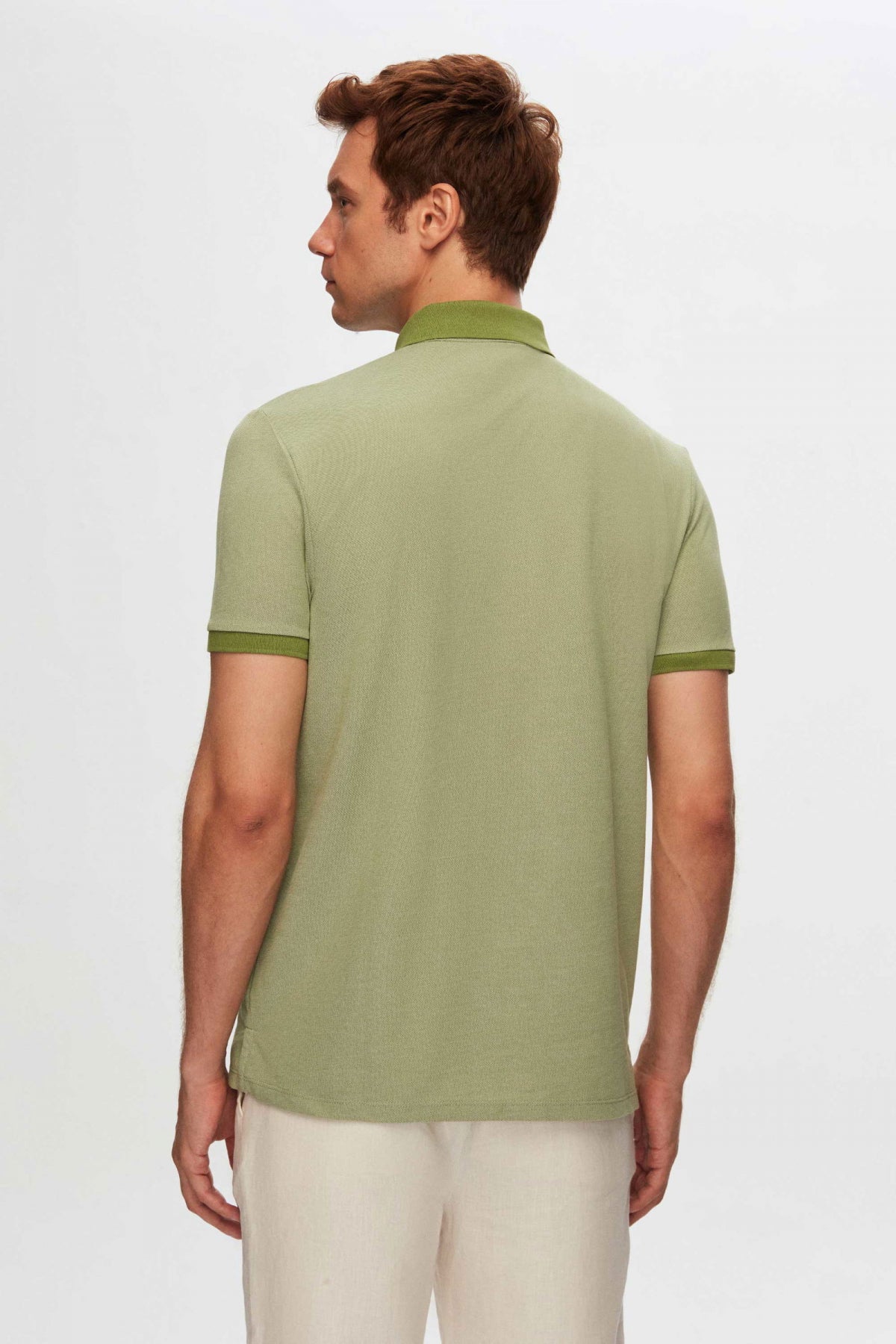 Ds Damat Regular Fit Polo Collar Embroidered Cotton Blend T-Shirt  - Green