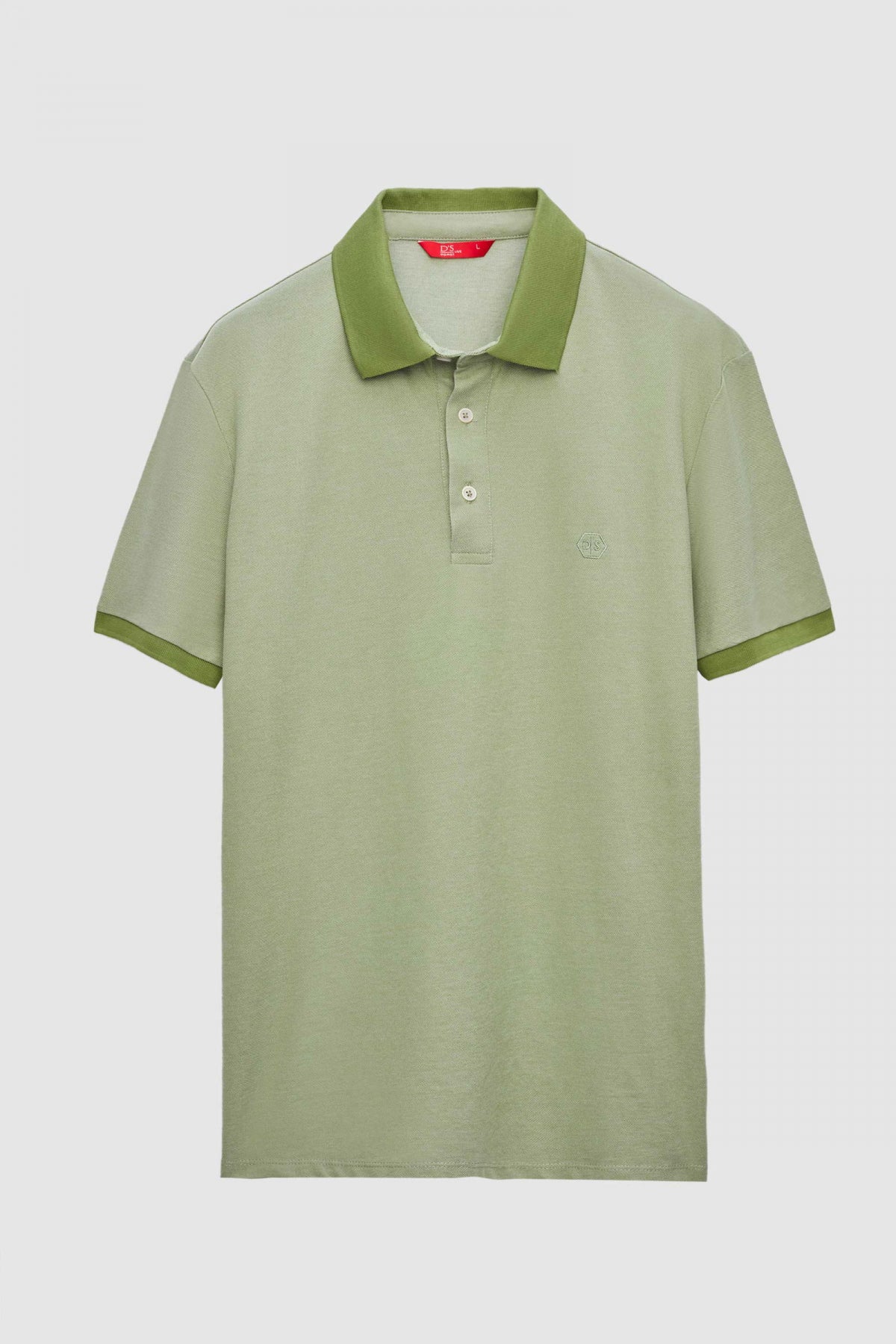 Ds Damat Regular Fit Polo Collar Embroidered Cotton Blend T-Shirt  - Green