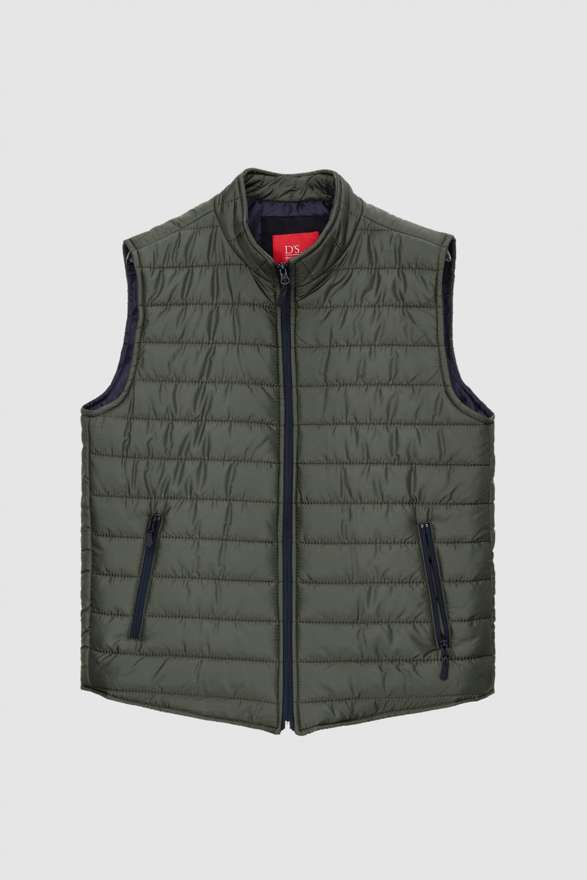 Ds Damat Regular Fit Stand Collar Fiber-Filled Seasonal Zippered Vest Jacket  - Khaki