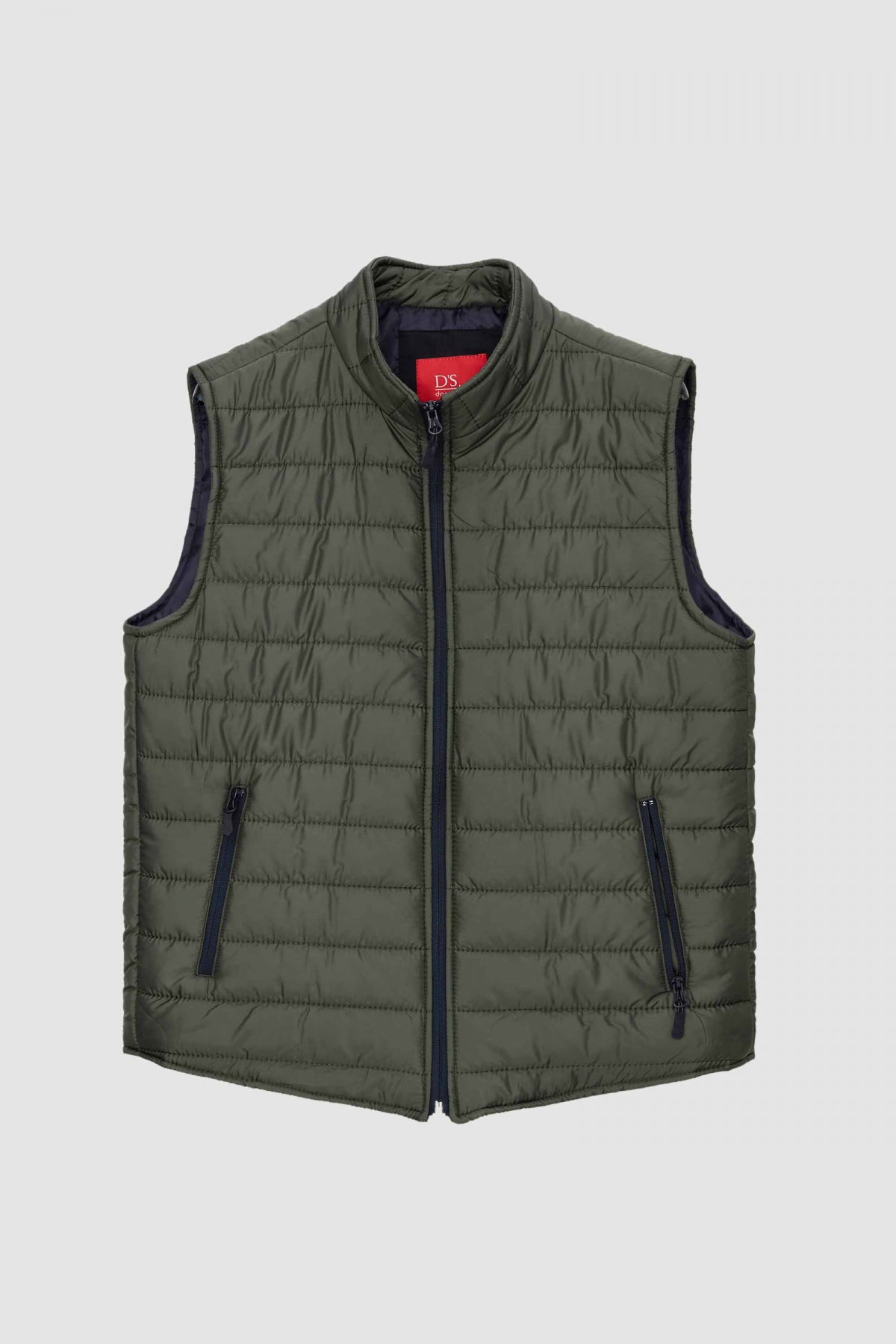 Ds Damat Regular Fit Stand Collar Fiber-Filled Seasonal Zippered Vest Jacket  - Khaki