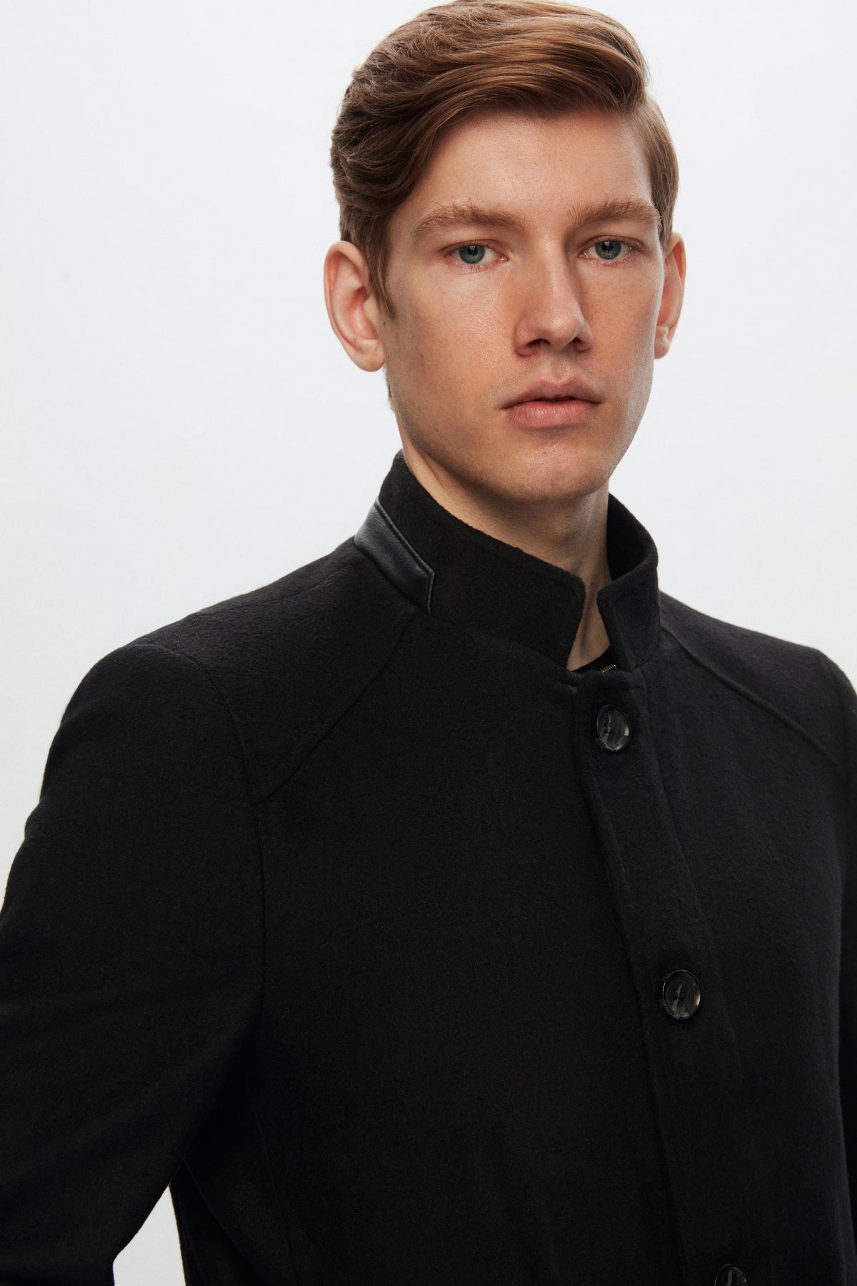 Ds Damat Regular Fit Stand Collar Wool Coat  - Black