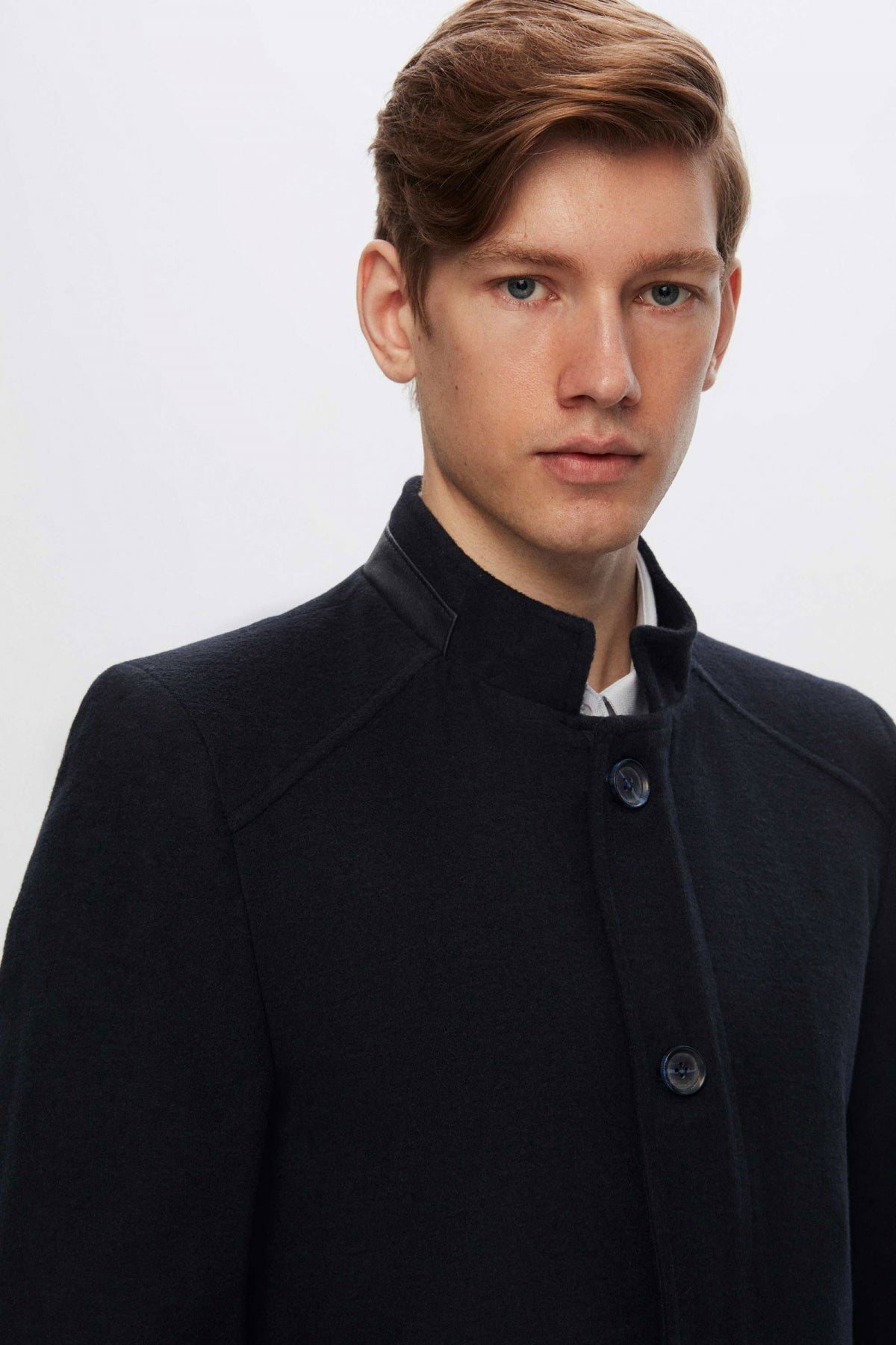 Ds Damat Regular Fit Stand Collar Wool Coat  - Navy Blue