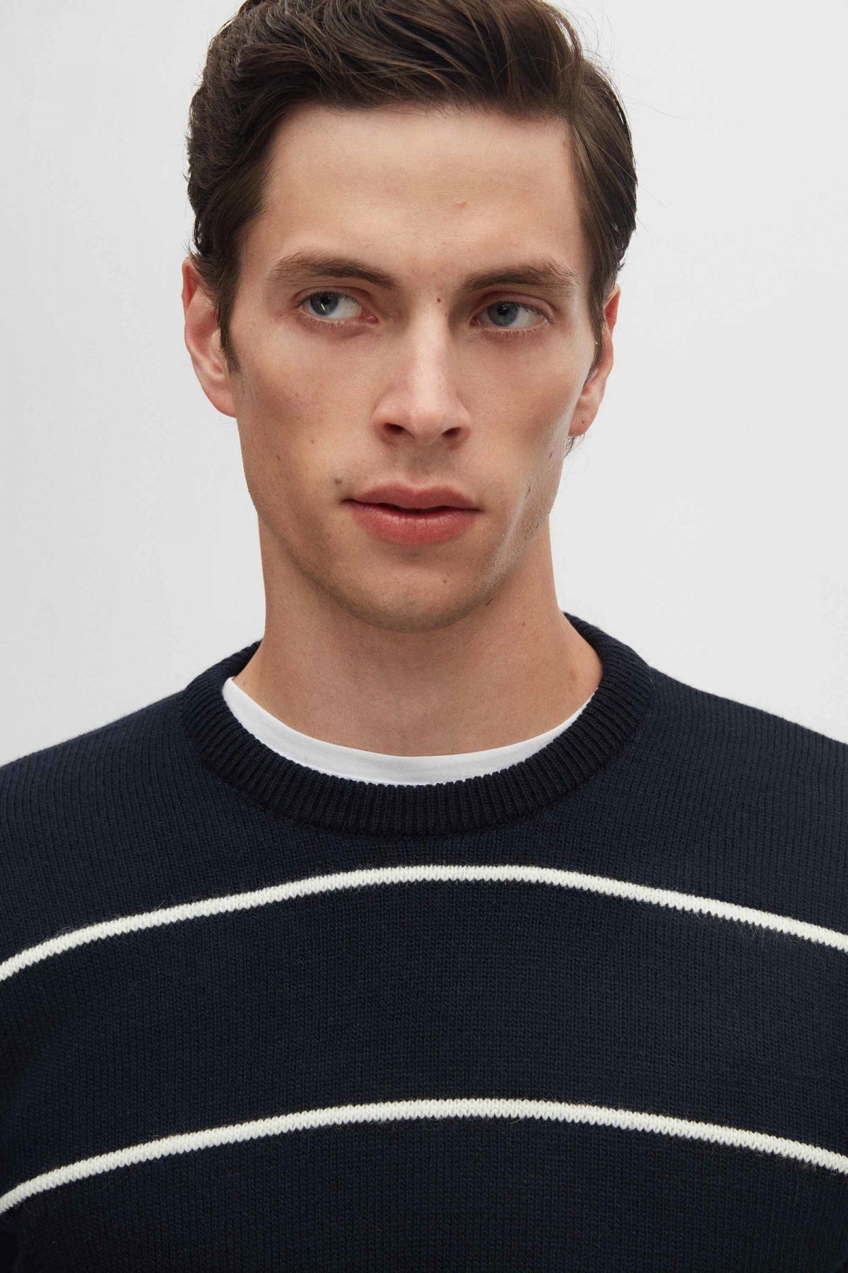 Ds Damat Regular Fit Striped Anti-Pilling Crew Neck Knit Sweater  - Navy Blue