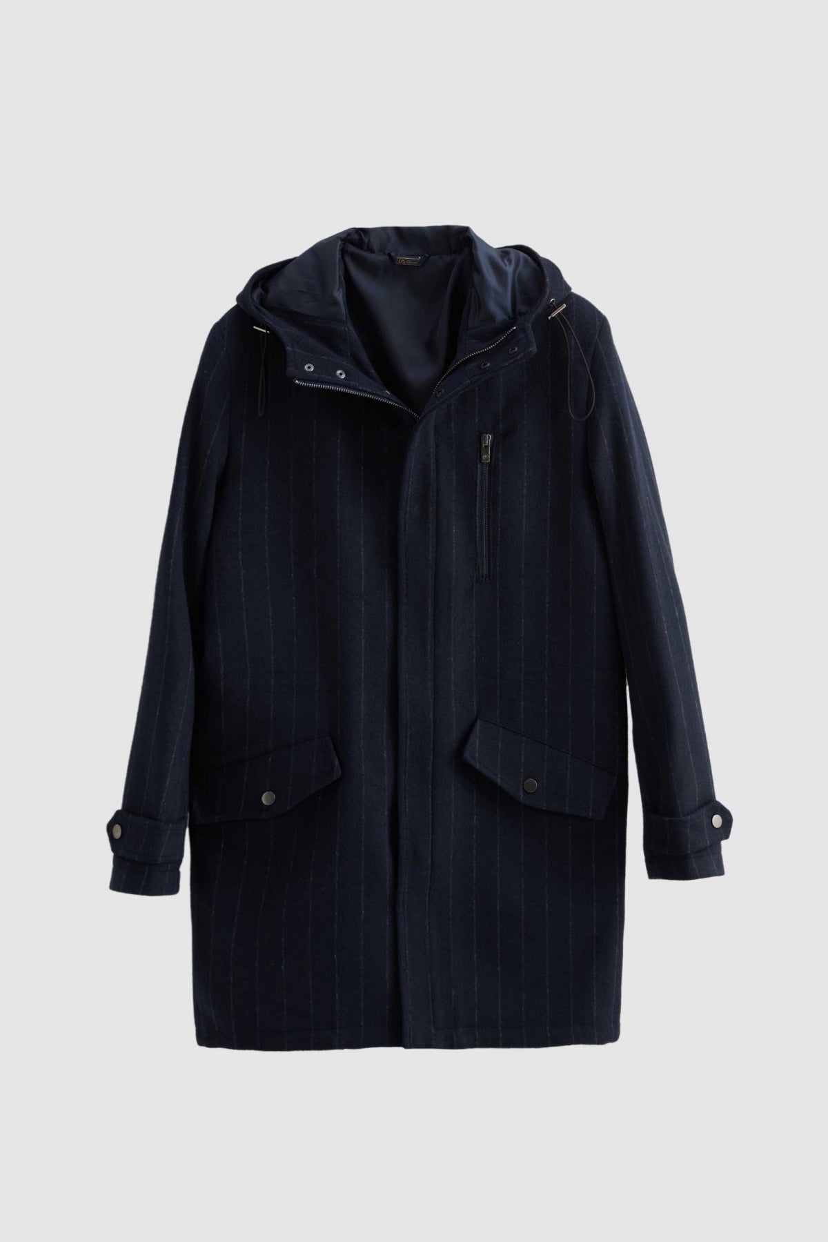 Ds Damat Regular Fit Striped Wool Hooded Coat  - Navy Blue