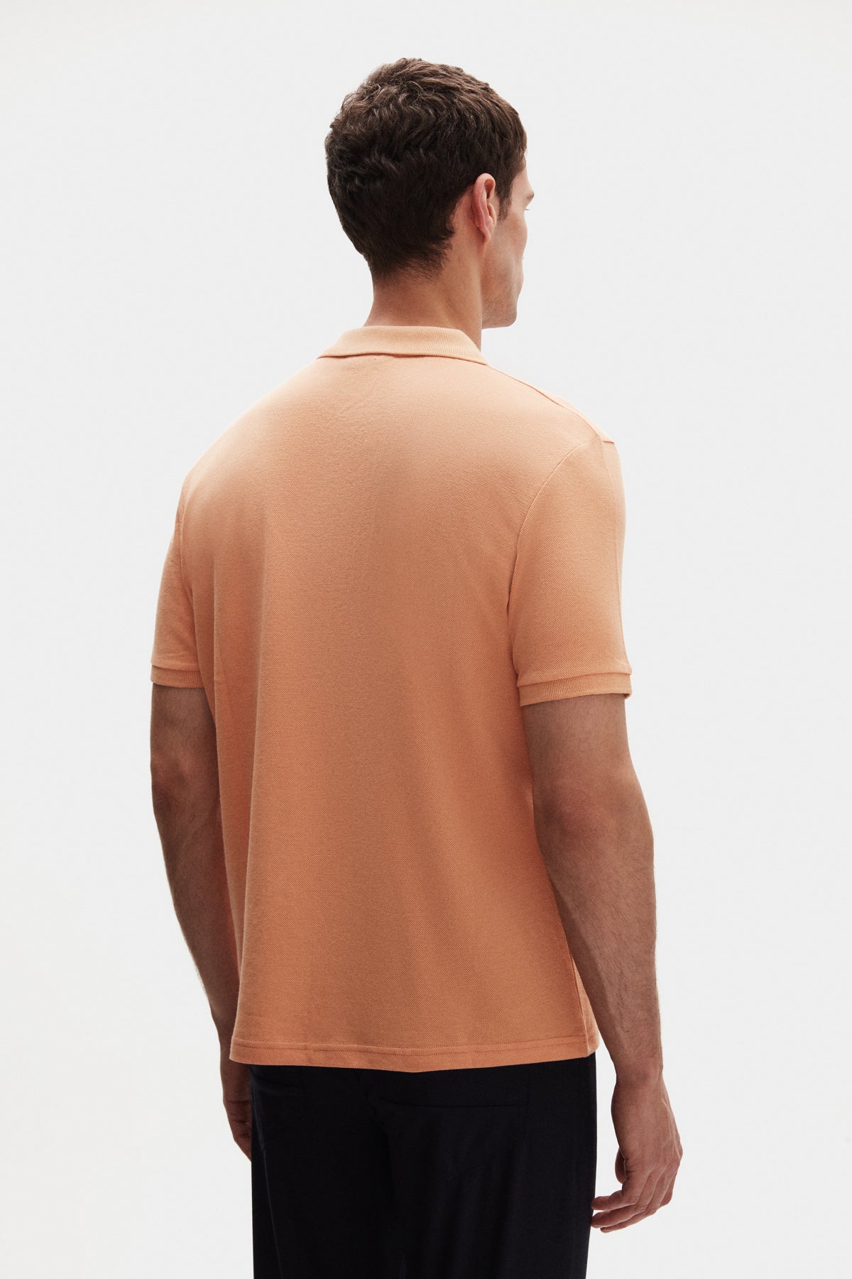 Ds Damat Regular Fit Textured 100% Cotton Wrinkle-Resistant Polo Collar Embroidered T-Shirt  - Apricot