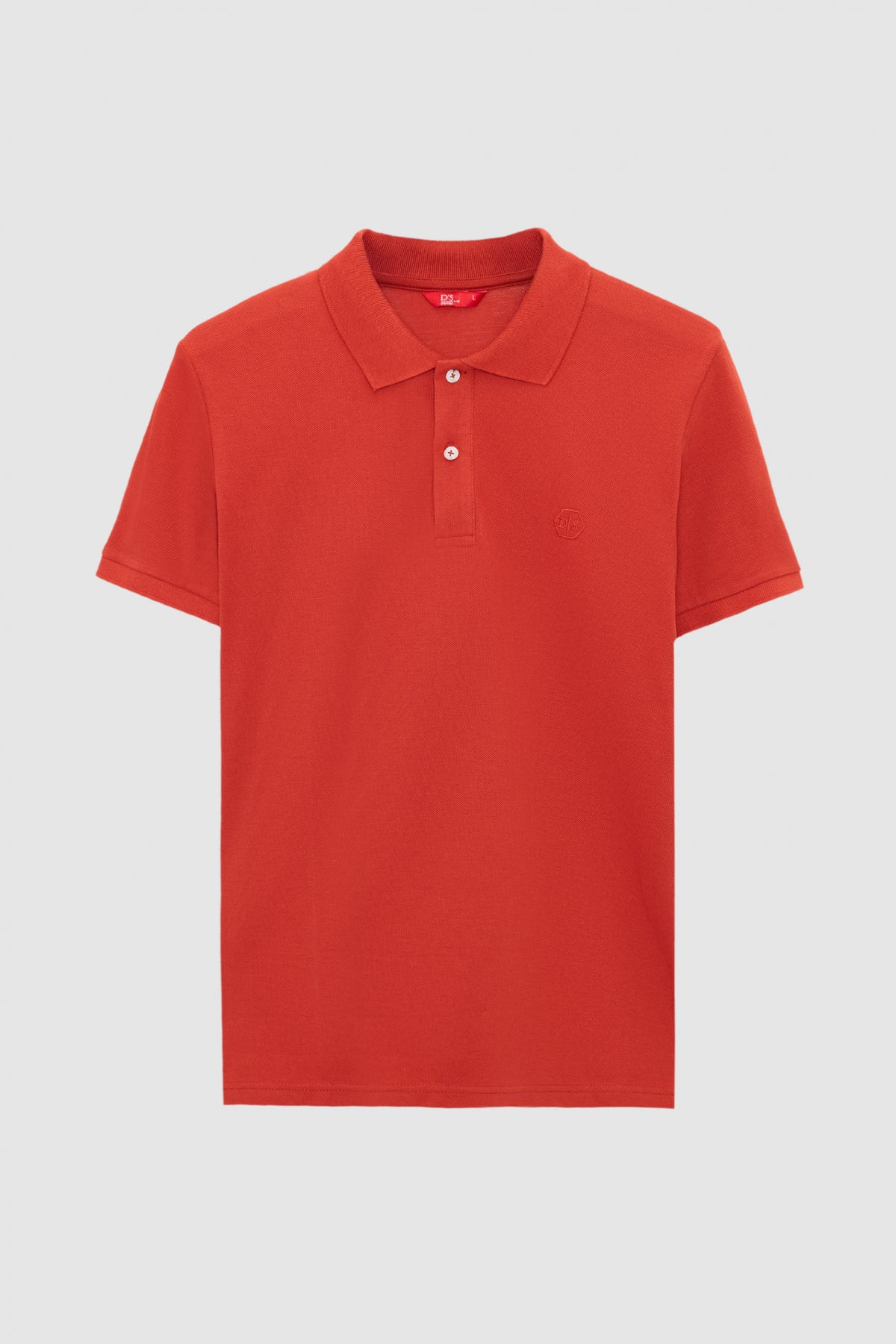 Ds Damat Regular Fit Textured 100% Cotton Wrinkle-Resistant Polo Collar Embroidered T-Shirt  - Cinnamon