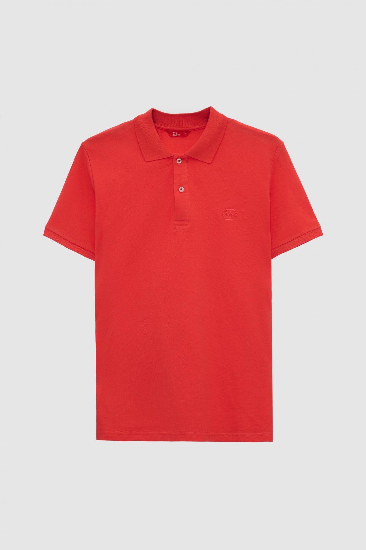 Ds Damat Regular Fit Textured 100% Cotton Wrinkle-Resistant Polo Collar Embroidered T-Shirt  - Flamingo Pink