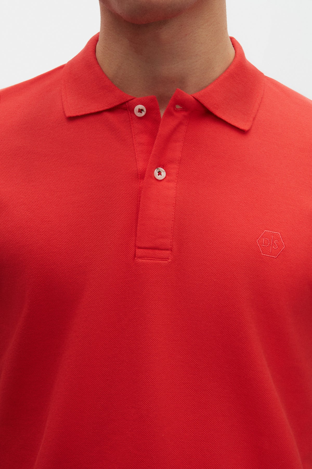Ds Damat Regular Fit Textured 100% Cotton Wrinkle-Resistant Polo Collar Embroidered T-Shirt  - Flamingo Pink