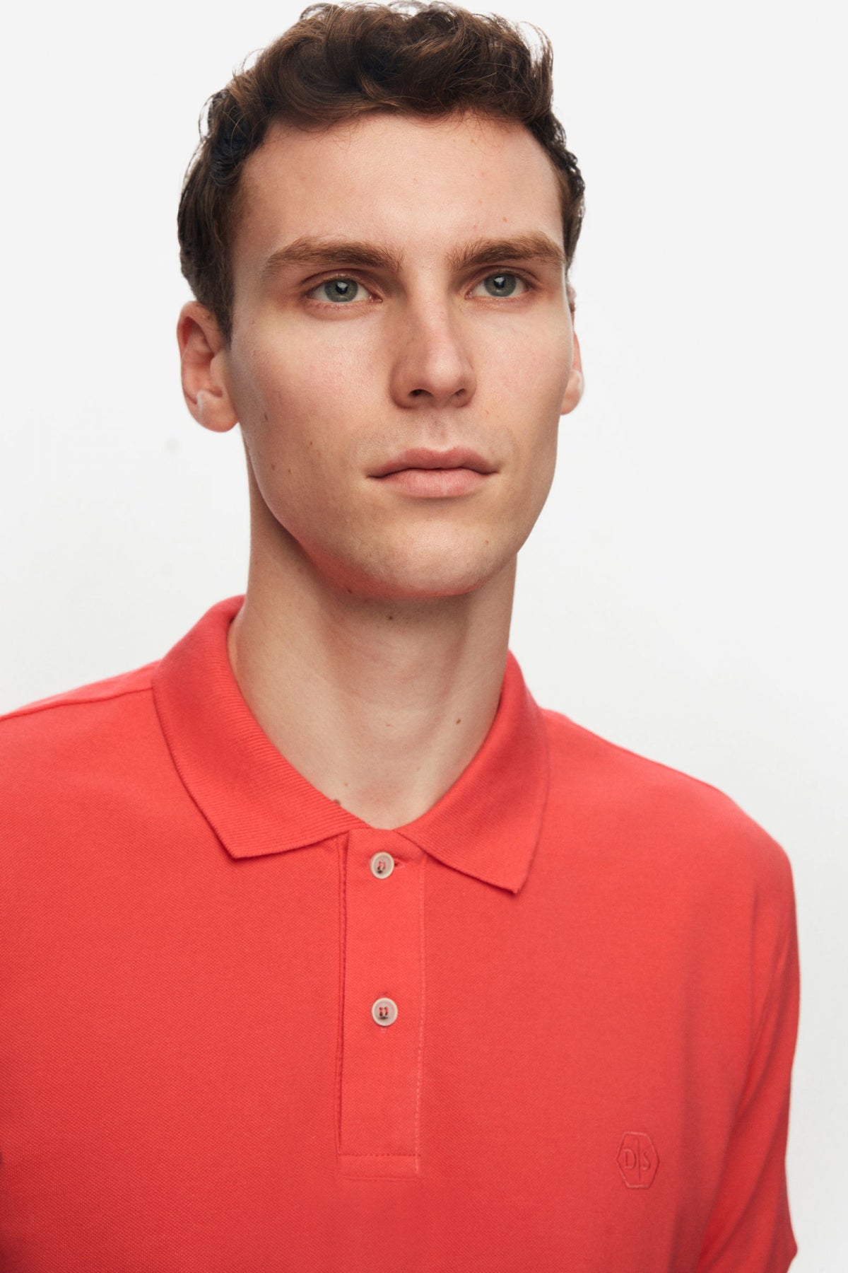 Ds Damat Regular Fit Textured 100% Cotton Wrinkle-Resistant Polo Collar Embroidered T-Shirt  - Flamingo Pink