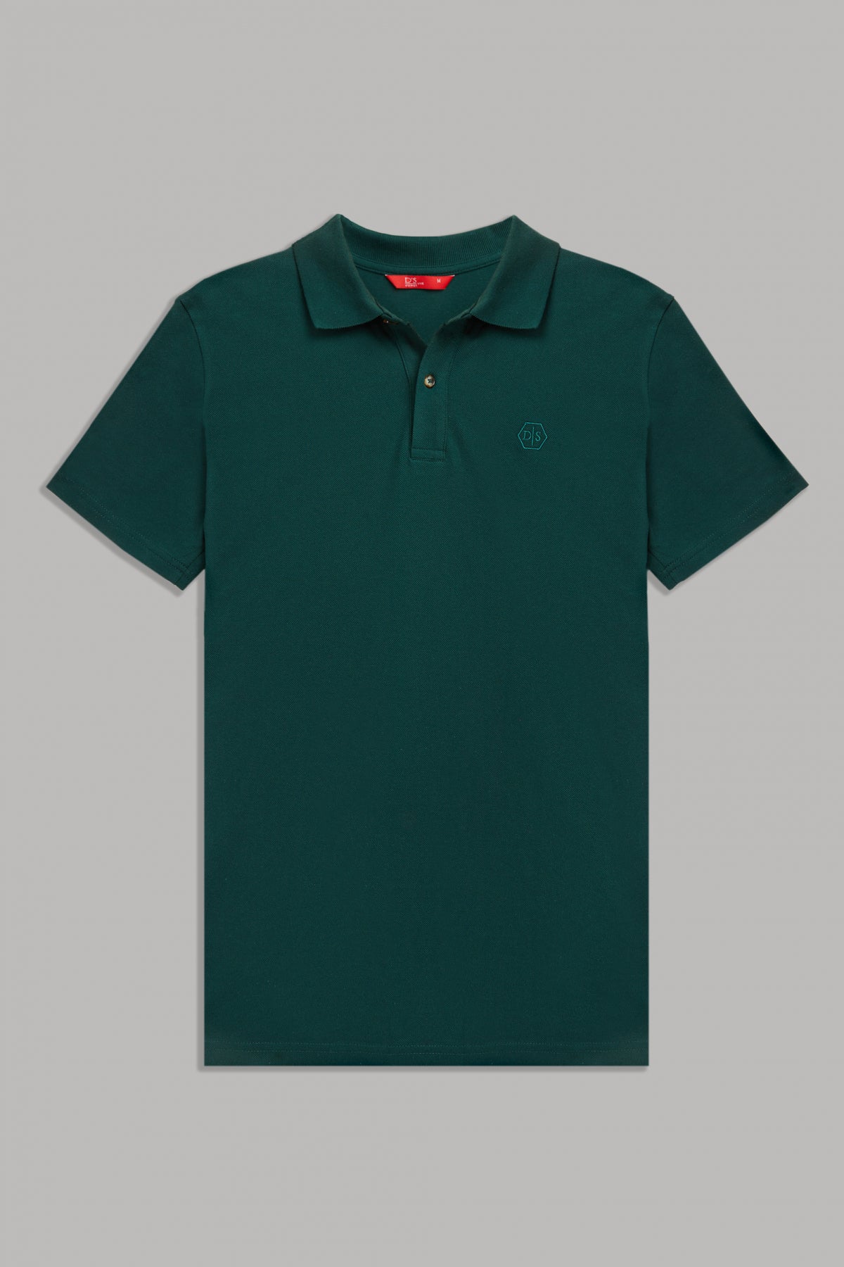 Ds Damat Regular Fit Textured 100% Cotton Wrinkle-Resistant Polo Collar Embroidered T-Shirt  - Khaki