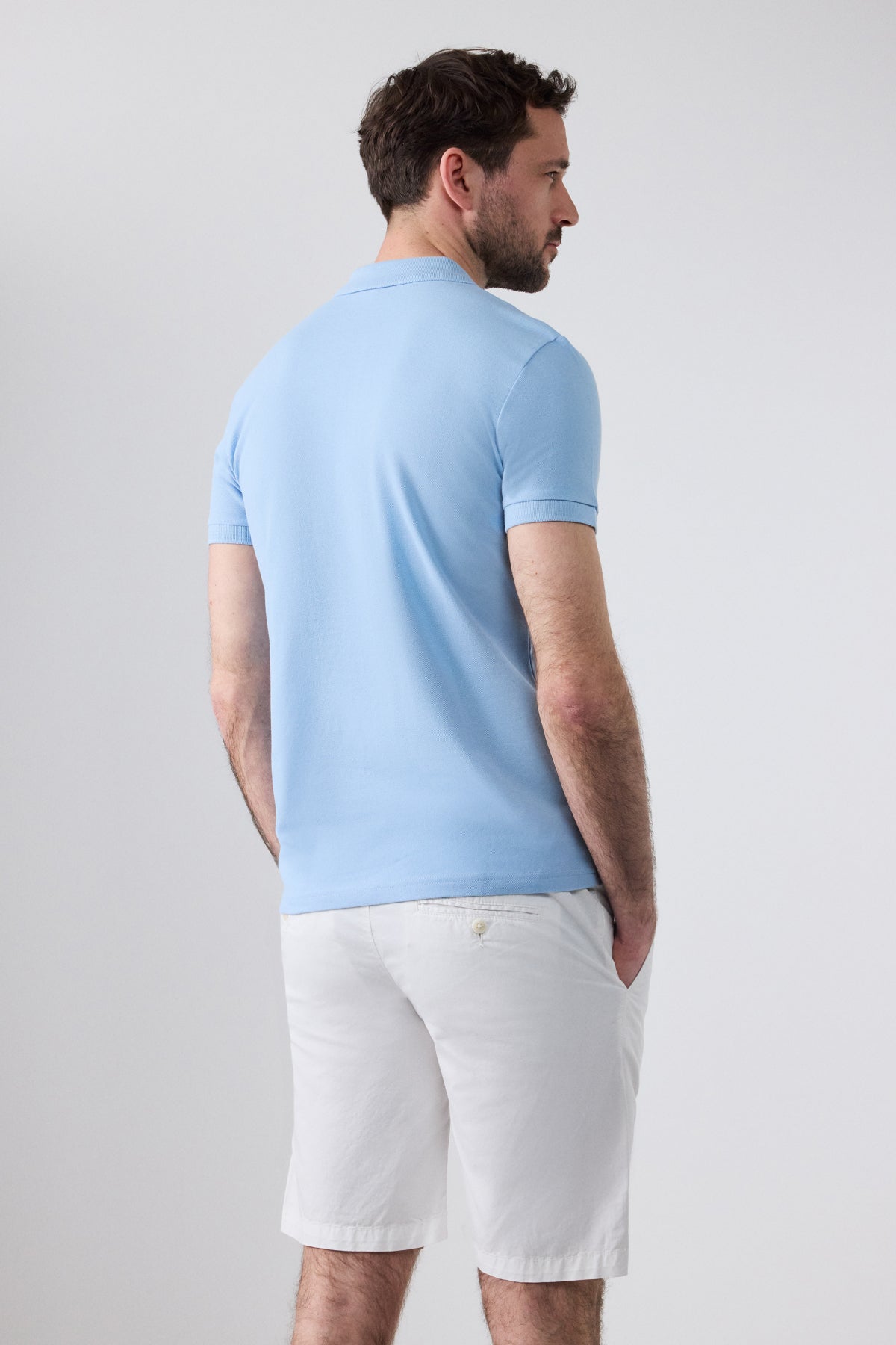 Ds Damat Regular Fit Textured 100% Cotton Wrinkle-Resistant Polo Collar Embroidered T-Shirt  - Light Blue