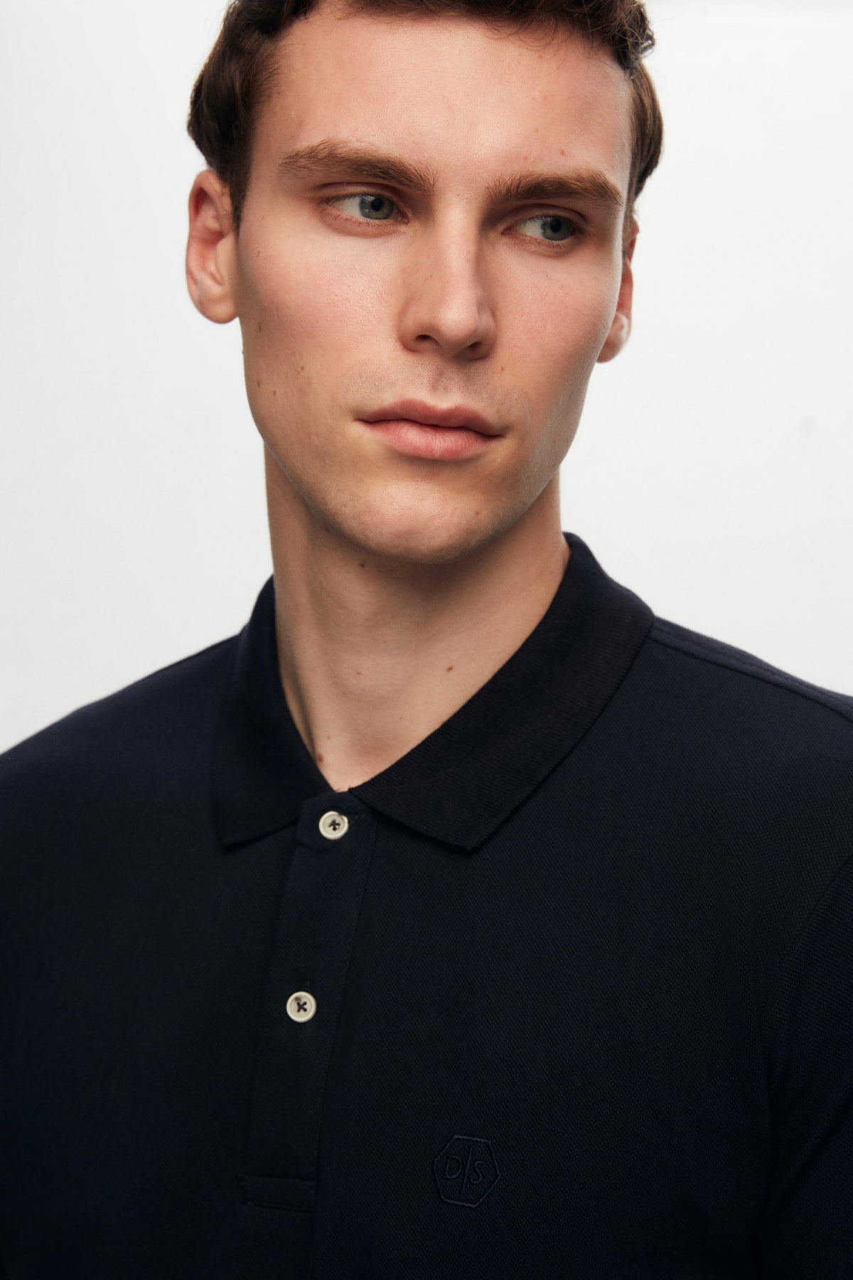 Ds Damat Regular Fit Textured 100% Cotton Wrinkle-Resistant Polo Collar Embroidered T-Shirt  - Navy Blue