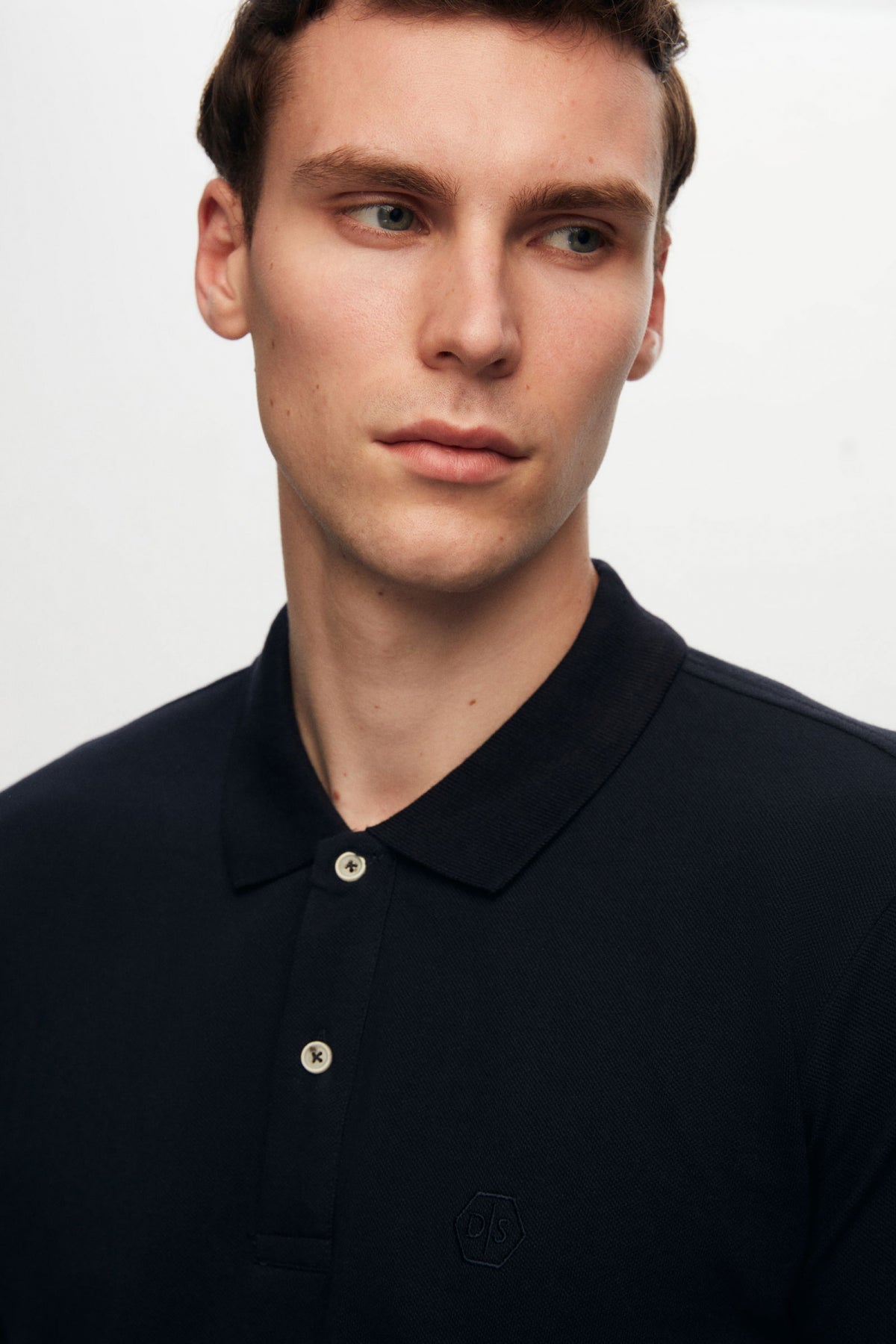 Ds Damat Regular Fit Textured 100% Cotton Wrinkle-Resistant Polo Collar Embroidered T-Shirt  - Navy Blue