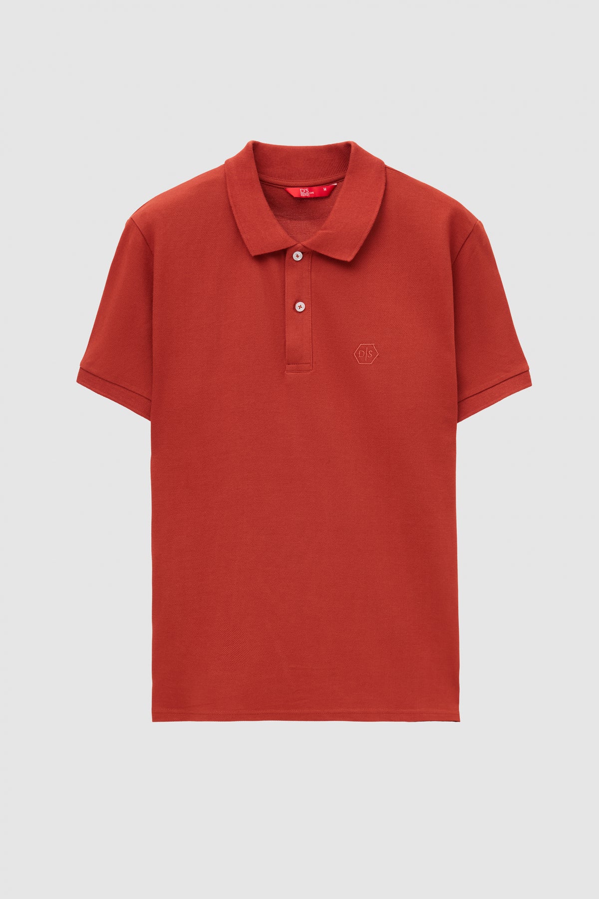 Ds Damat Regular Fit Textured 100% Cotton Wrinkle-Resistant Polo Collar Embroidered T-Shirt  - Off White