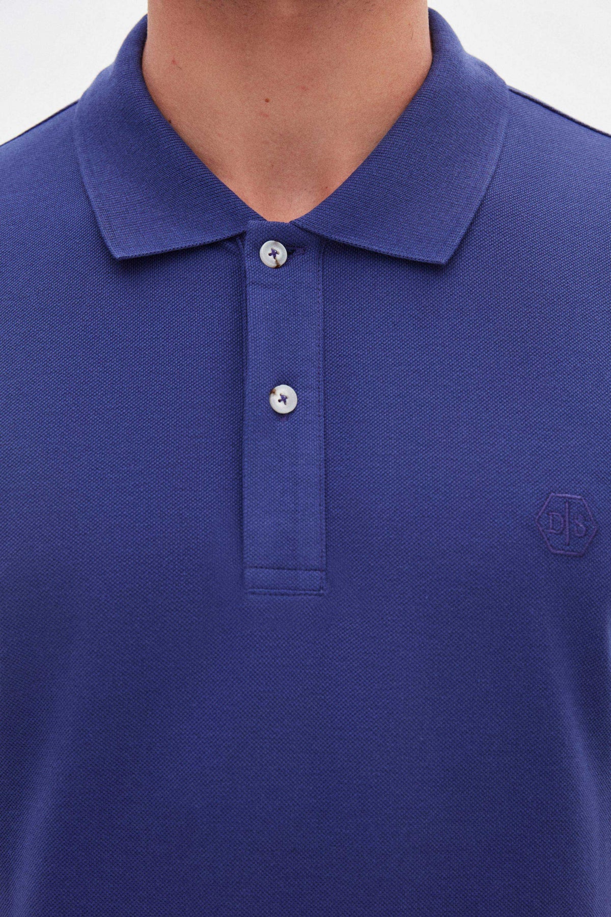 Ds Damat Regular Fit Textured 100% Cotton Wrinkle-Resistant Polo Collar Embroidered T-Shirt  - Purple
