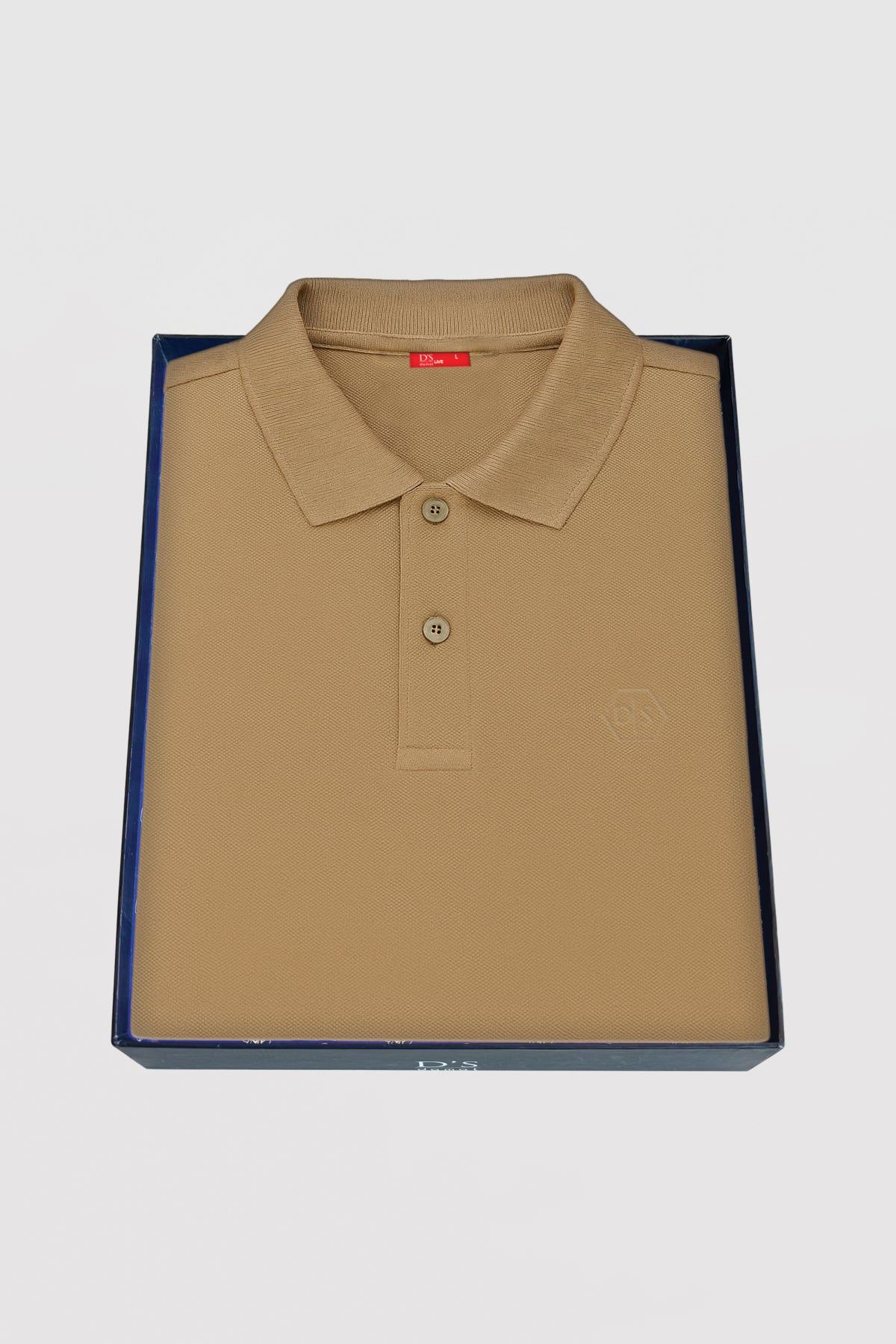 Ds Damat Regular Fit Textured 100% Cotton Wrinkle-Resistant Polo Collar Embroidered T-Shirt  - Taupe