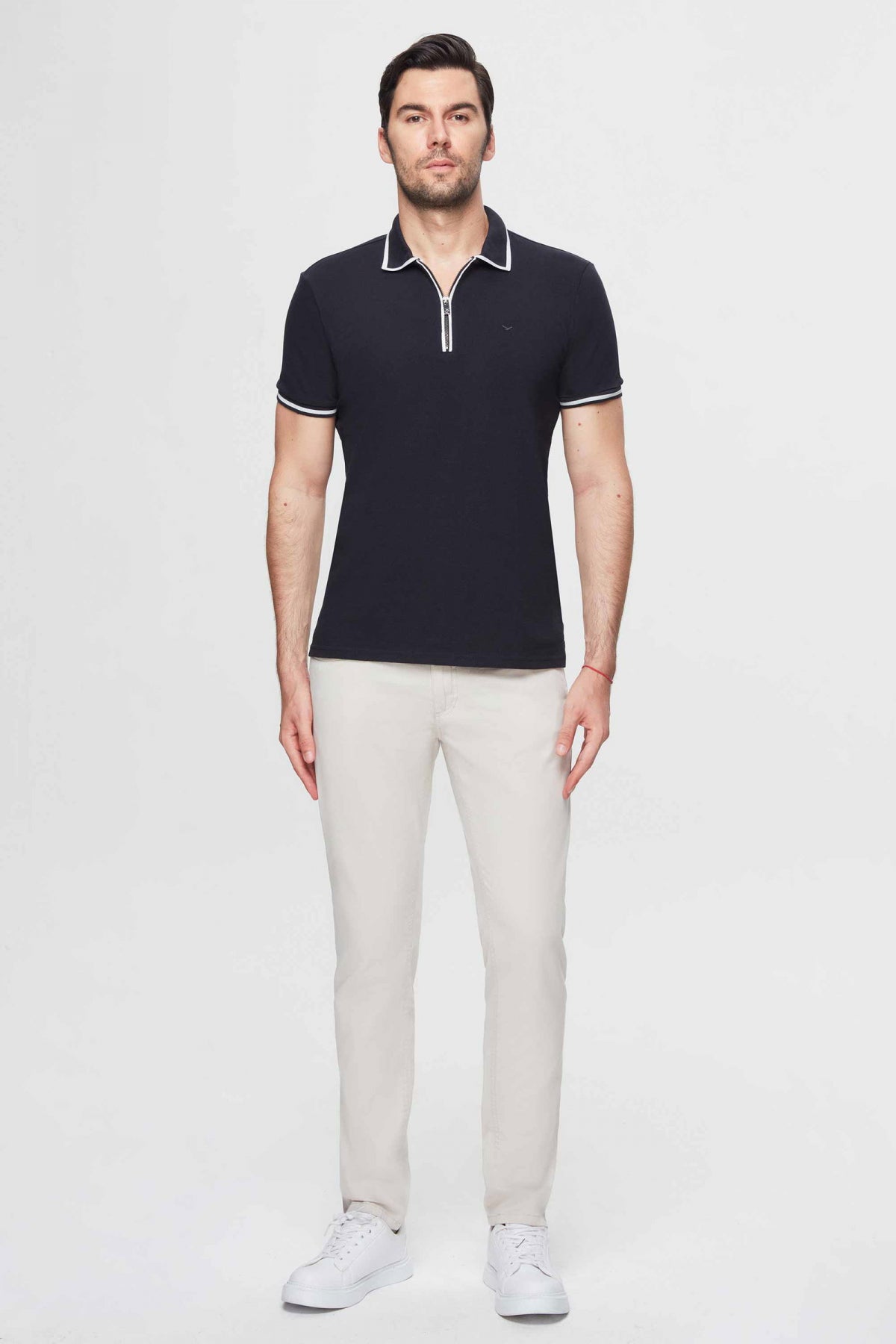 Ds Damat Regular Fit Textured T-Shirt  - Navy Blue