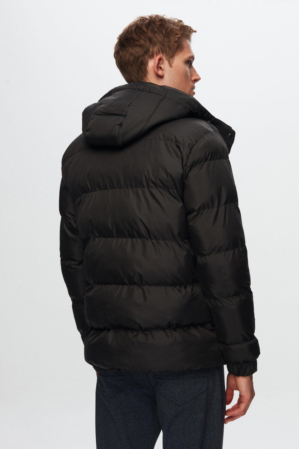 Ds Damat Regular Fit Windproof Heavy Fiber-Filled Warm Removable Hood Winter Puffer Jacket  - Black