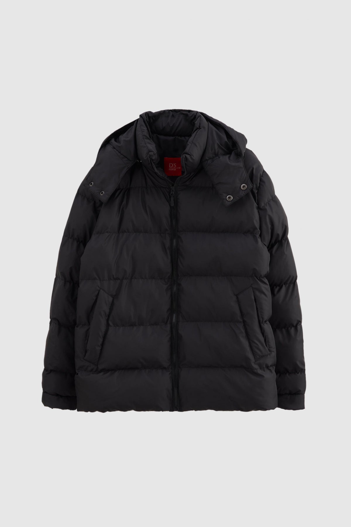 Ds Damat Regular Fit Windproof Heavy Fiber-Filled Warm Removable Hood Winter Puffer Jacket  - Black